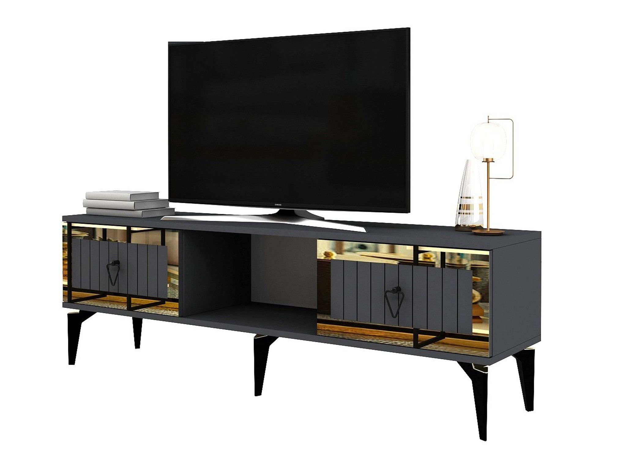 Mueble TV Asheboro 201 (Antracita + Dorado)