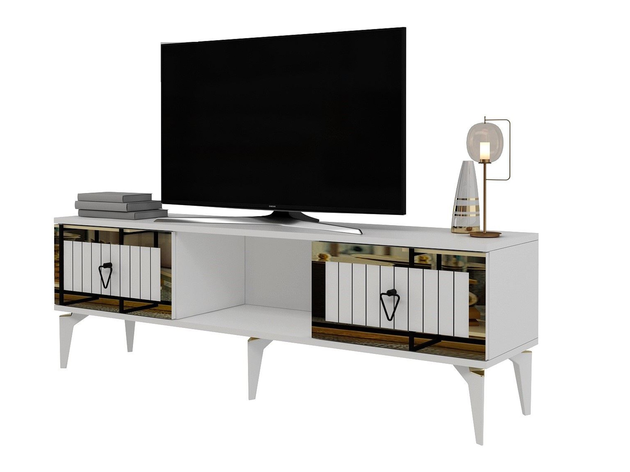 Mueble TV Asheboro 201 (Blanco + Dorado)