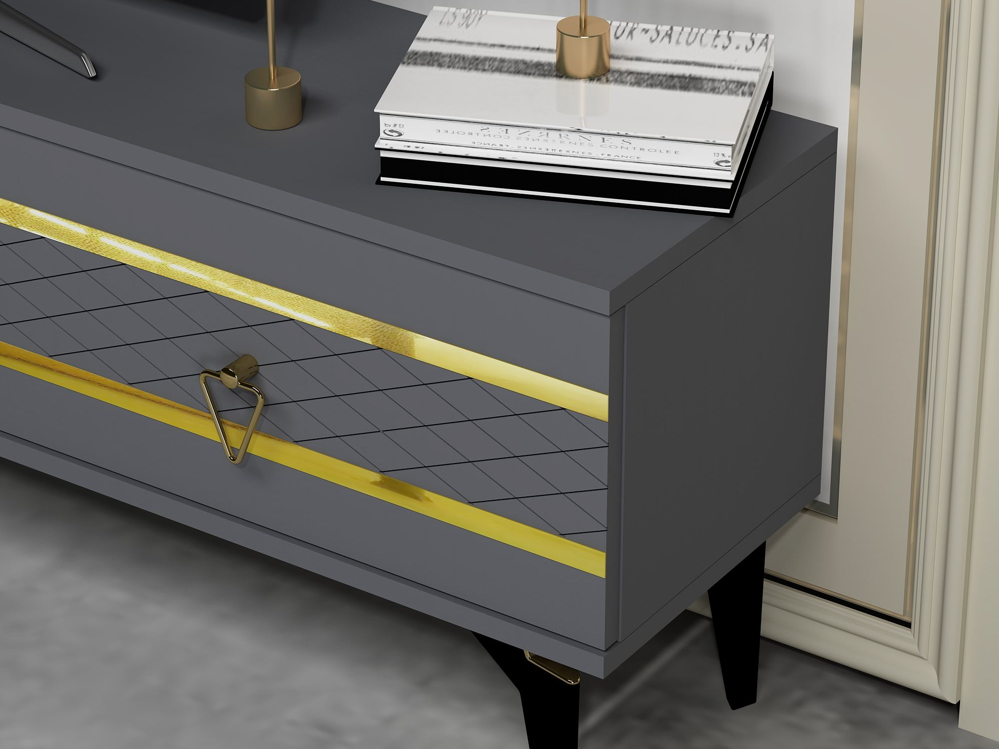 Mueble TV Asheboro 202 (Antracita + Dorado)