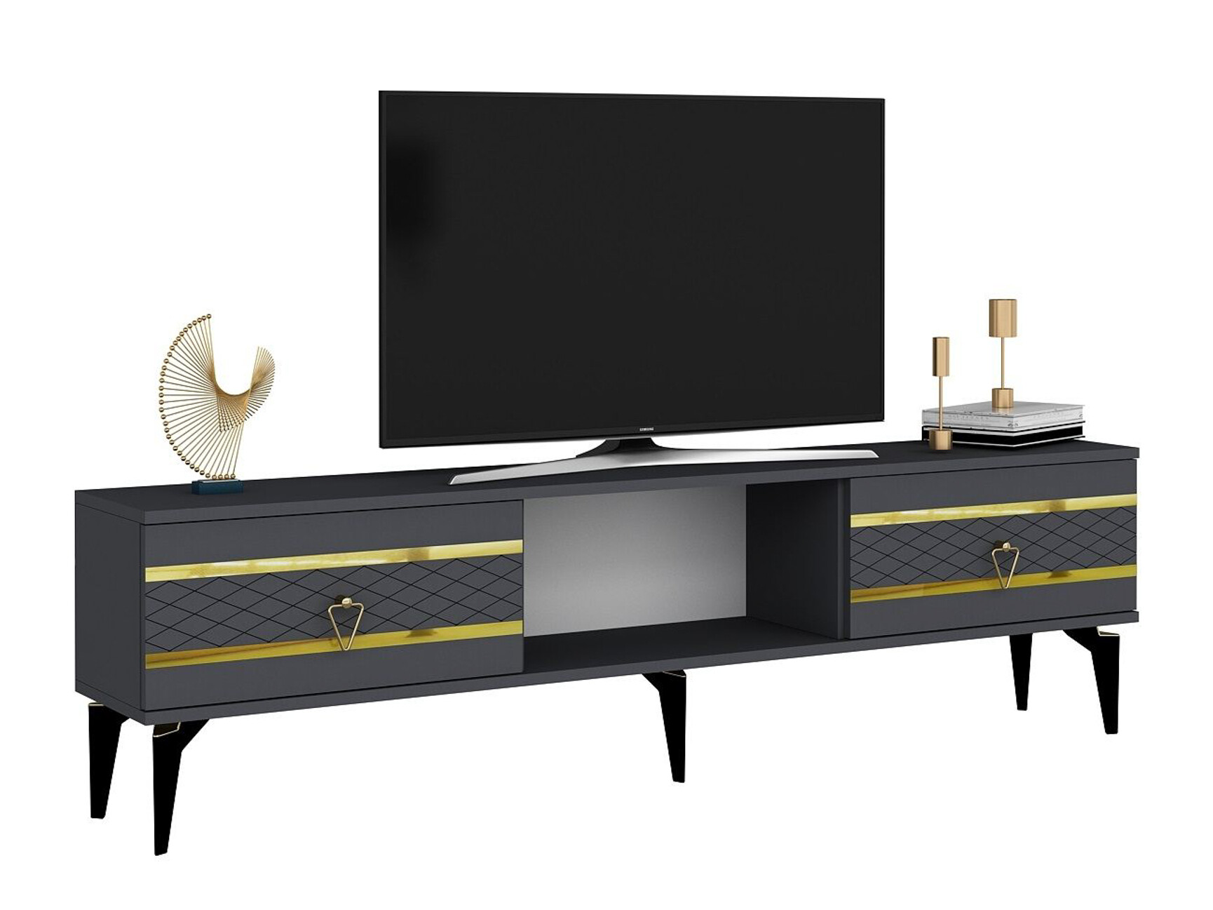 Mueble TV Asheboro 202 (Antracita + Dorado)