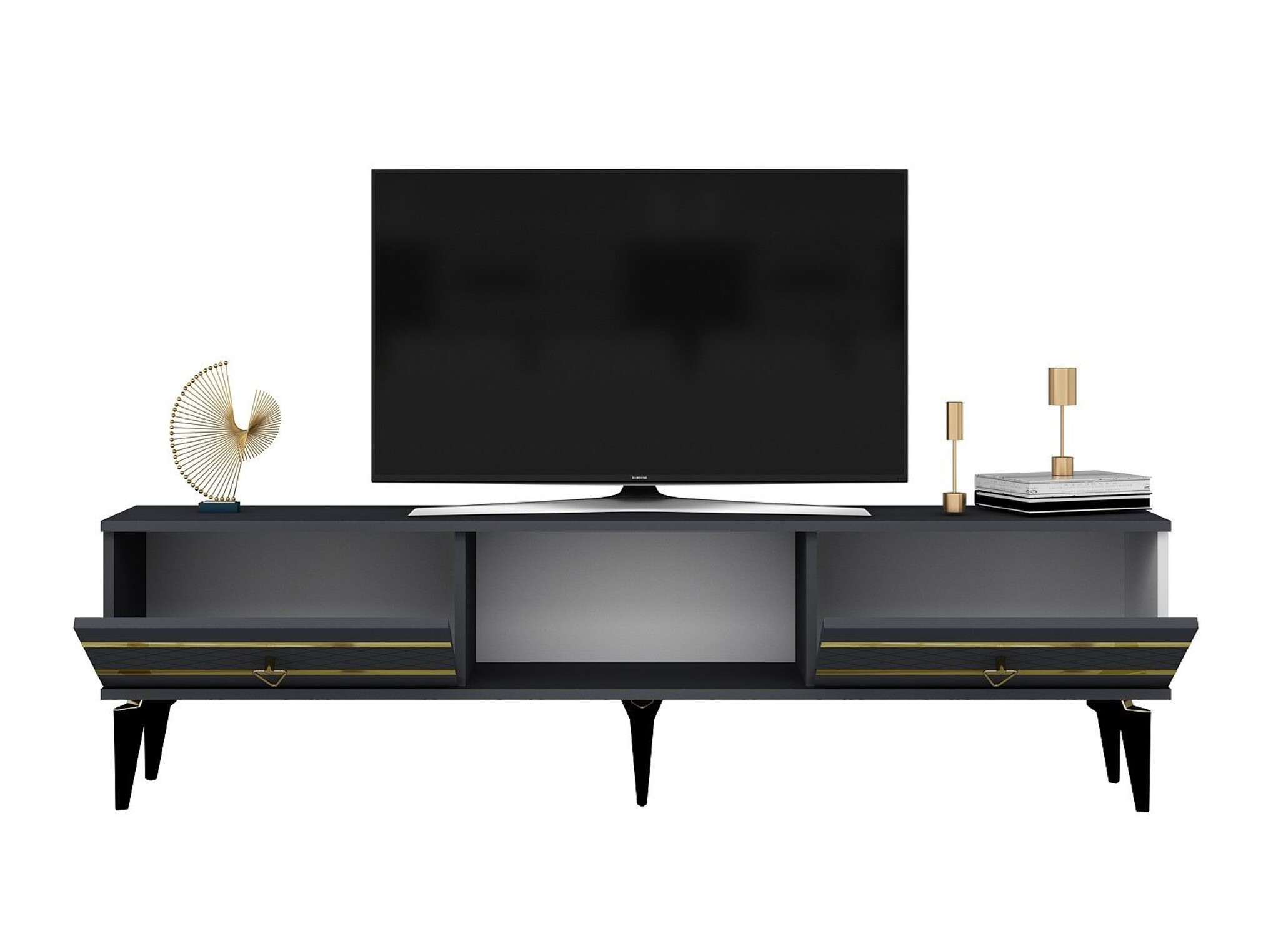 Mueble TV Asheboro 202 (Antracita + Dorado)