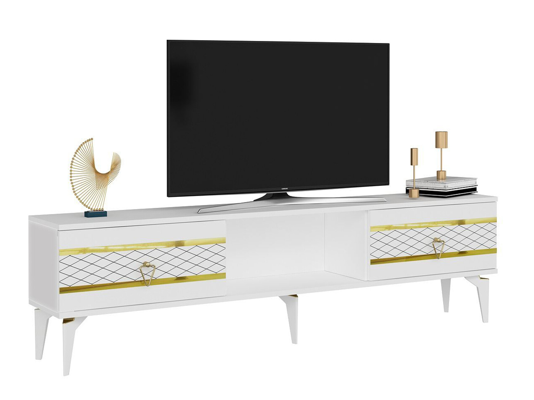 Mueble TV Asheboro 202 (Blanco + Oro)