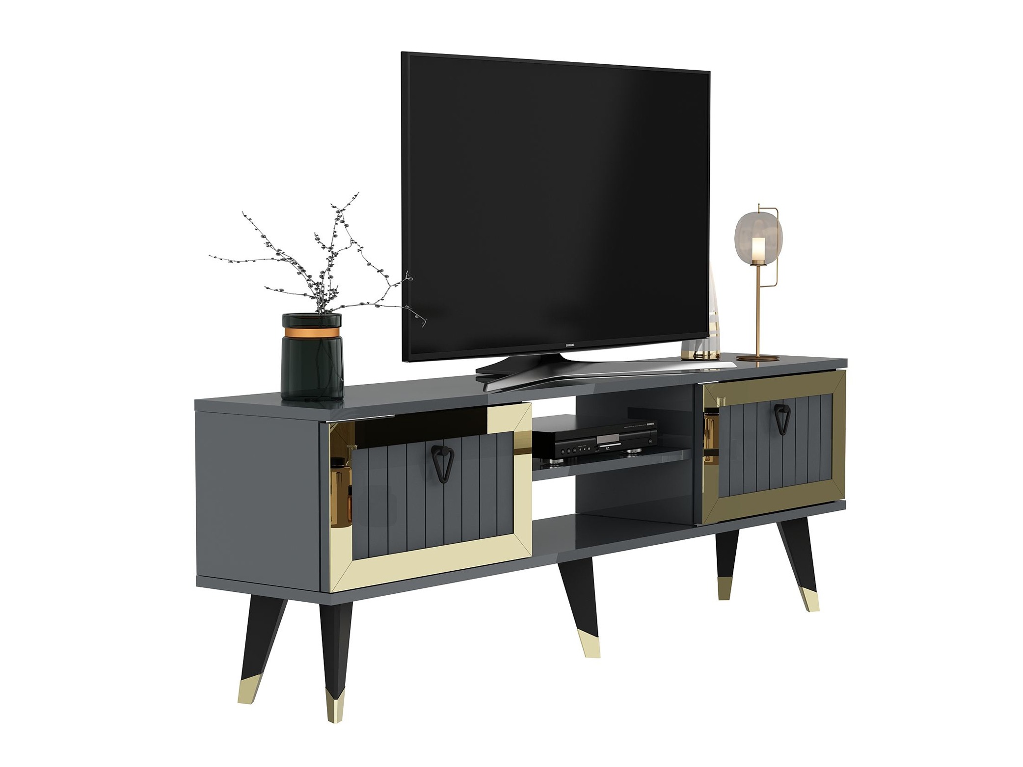 Mueble TV Asheboro 203 (Antracita + Dorado)