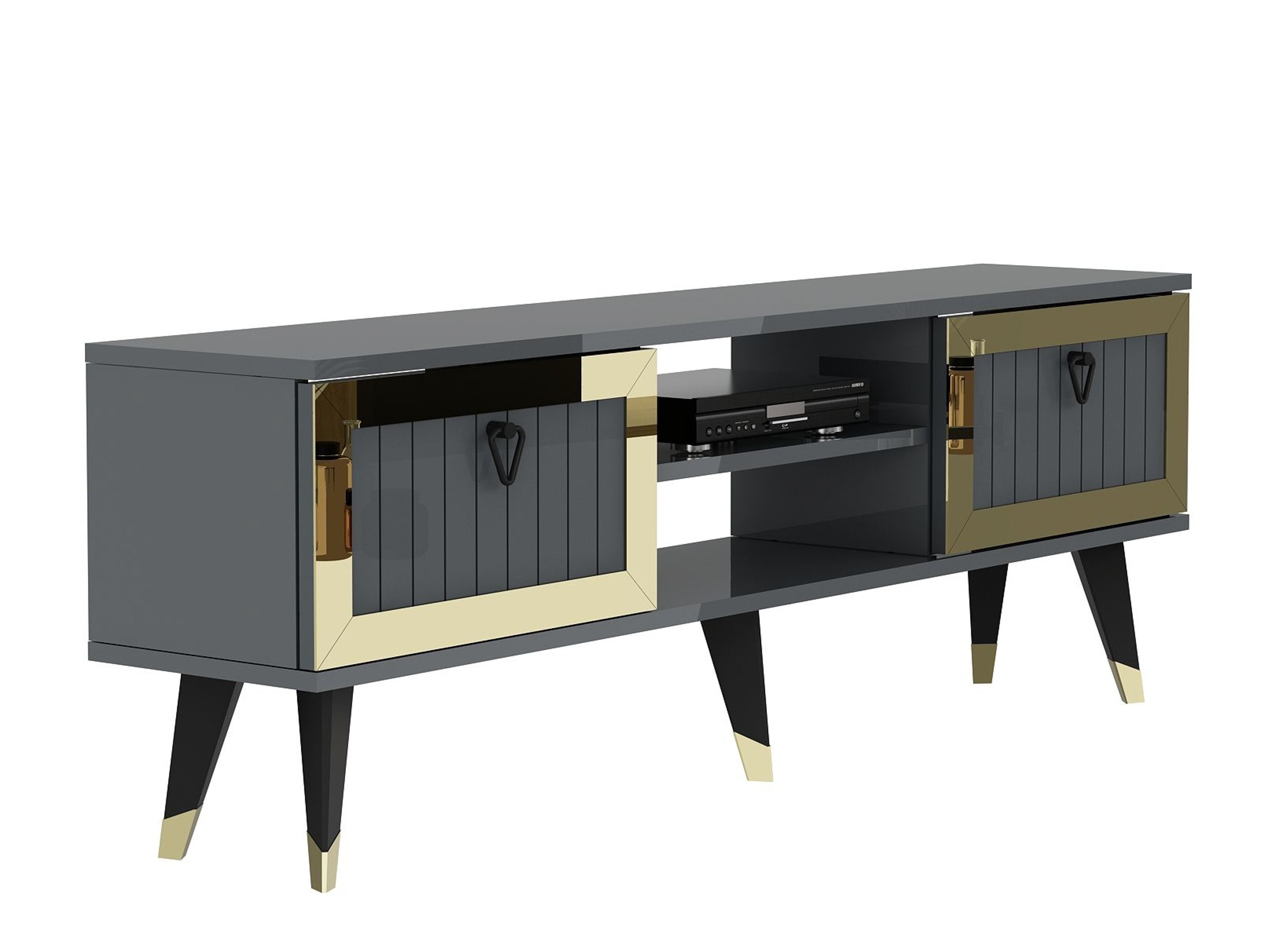 Mueble TV Asheboro 203 (Antracita + Dorado)
