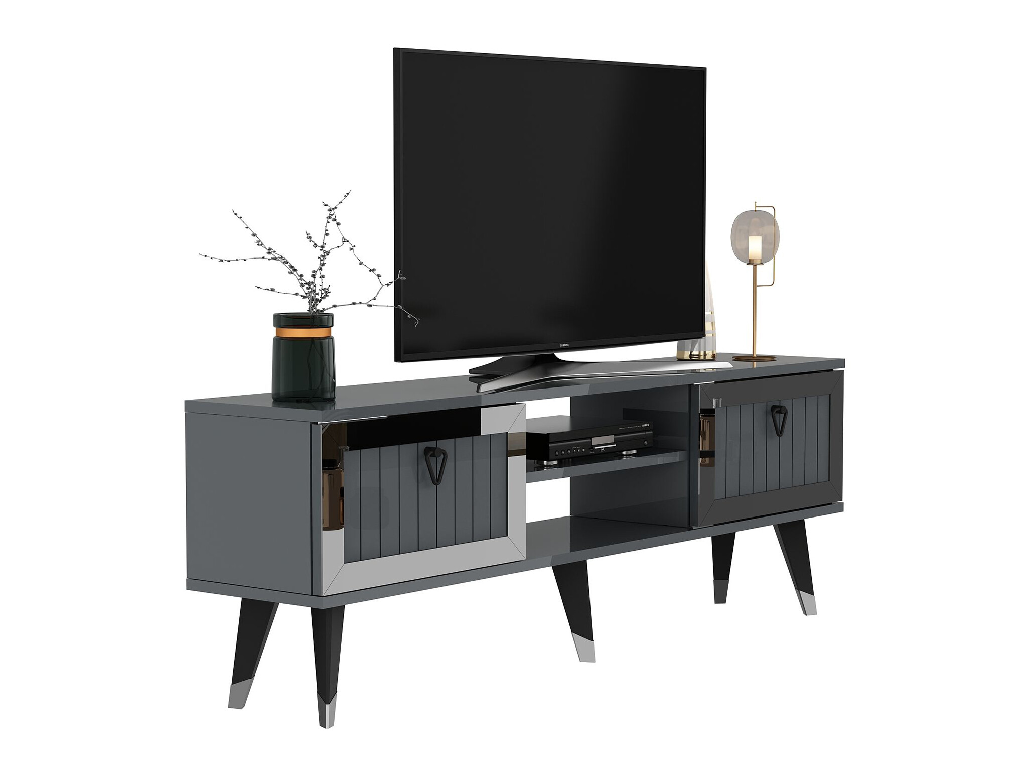 Mueble TV Asheboro 203 (Antracita + Plata)