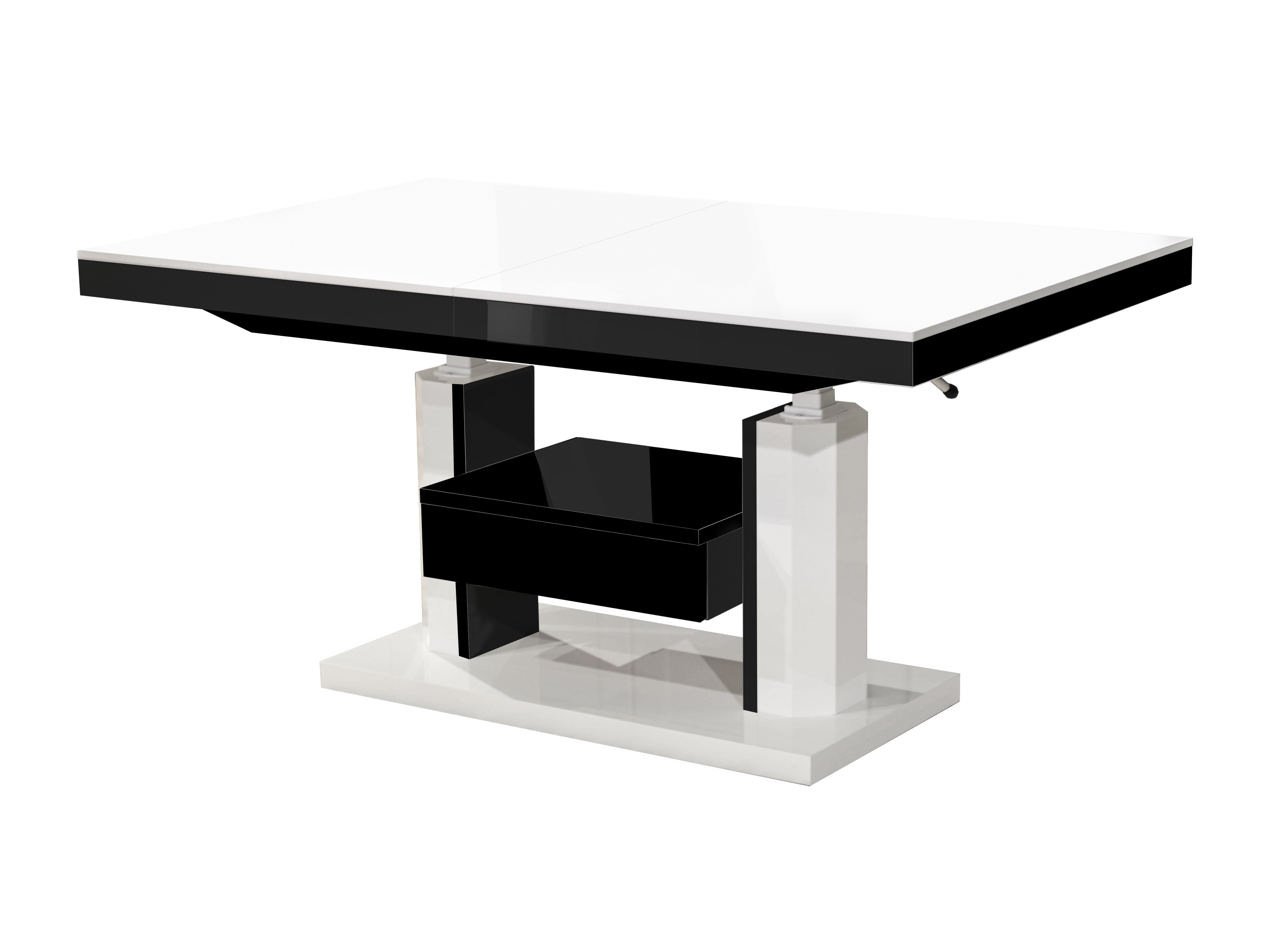 Mesa de centro convertible Hoboken 100 (Blanco brillante + Negro brillante)