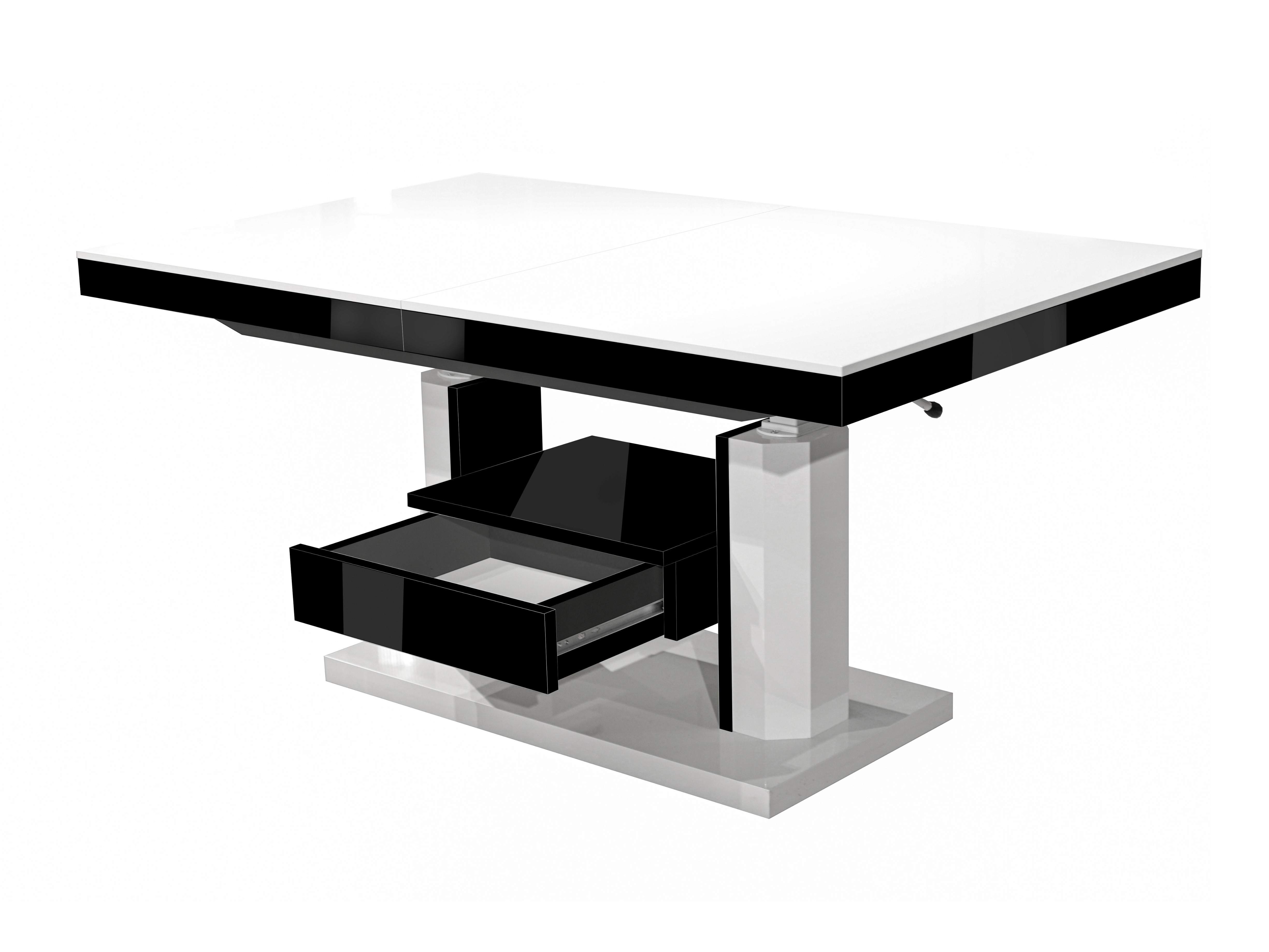 Mesa de centro convertible Hoboken 100 (Blanco brillante + Negro brillante)
