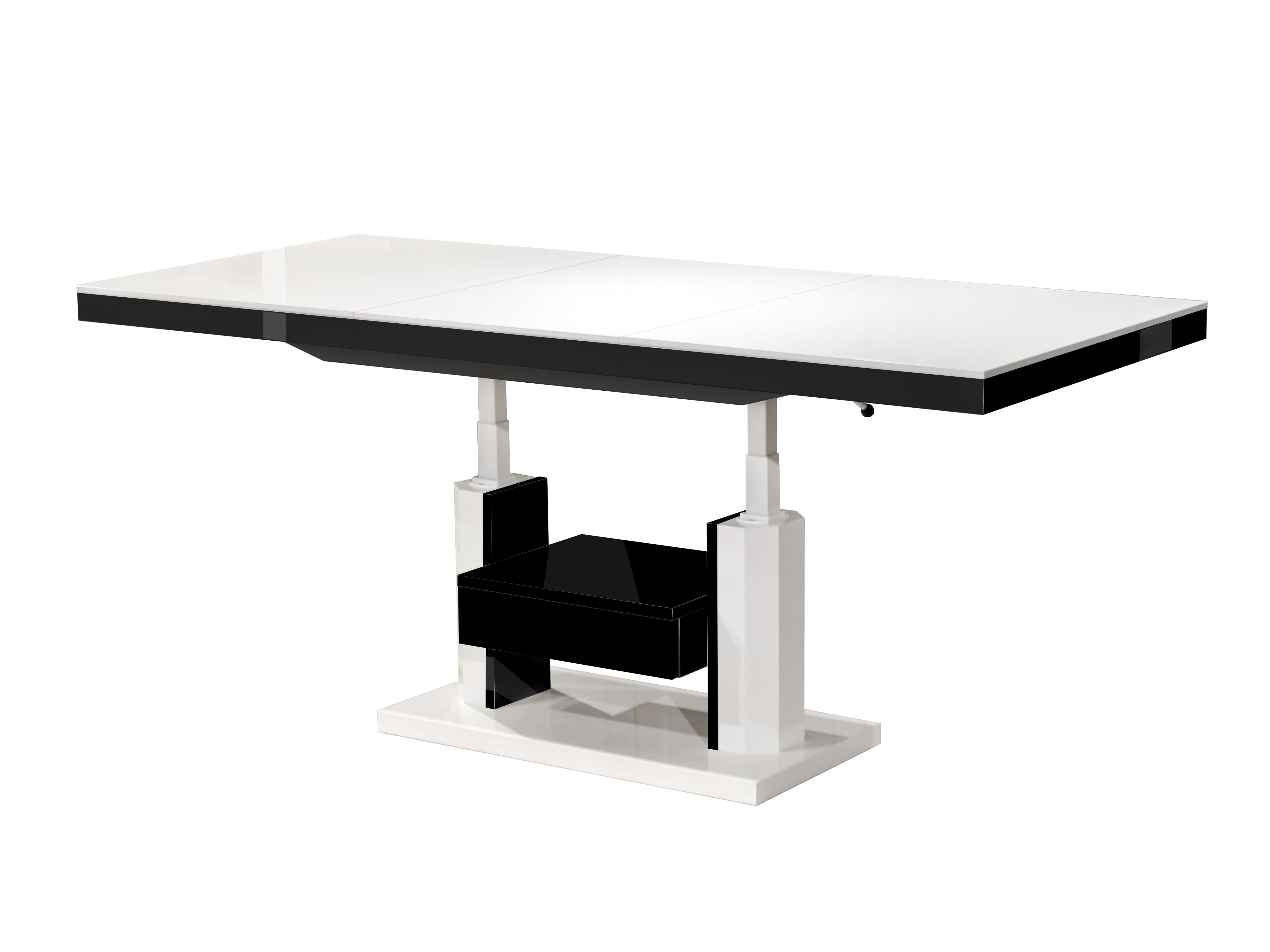 Mesa de centro convertible Hoboken 100 (Blanco brillante + Negro brillante)