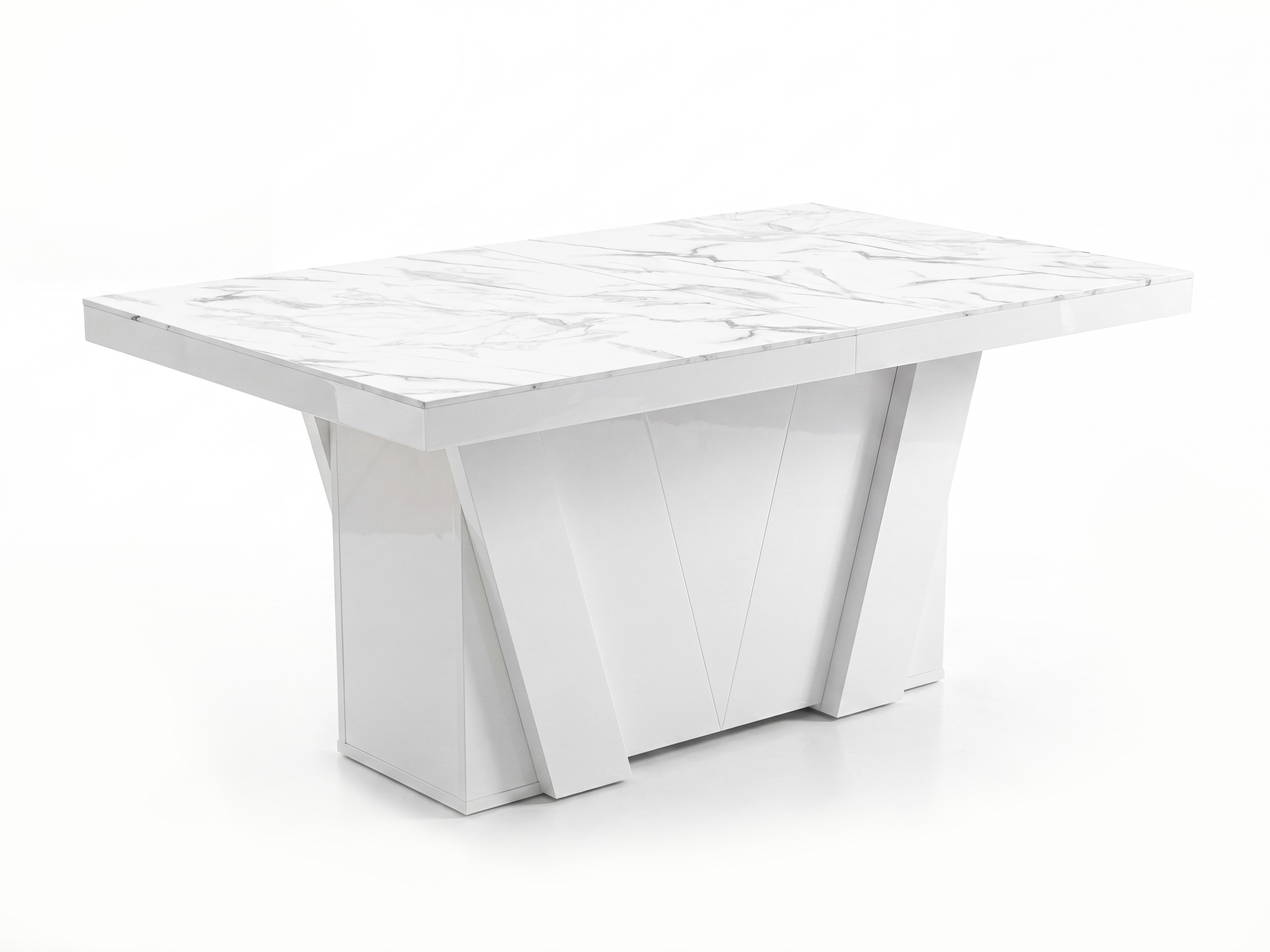 Mesa Hoboken 101 (Mármol blanco + Blanco brillante)