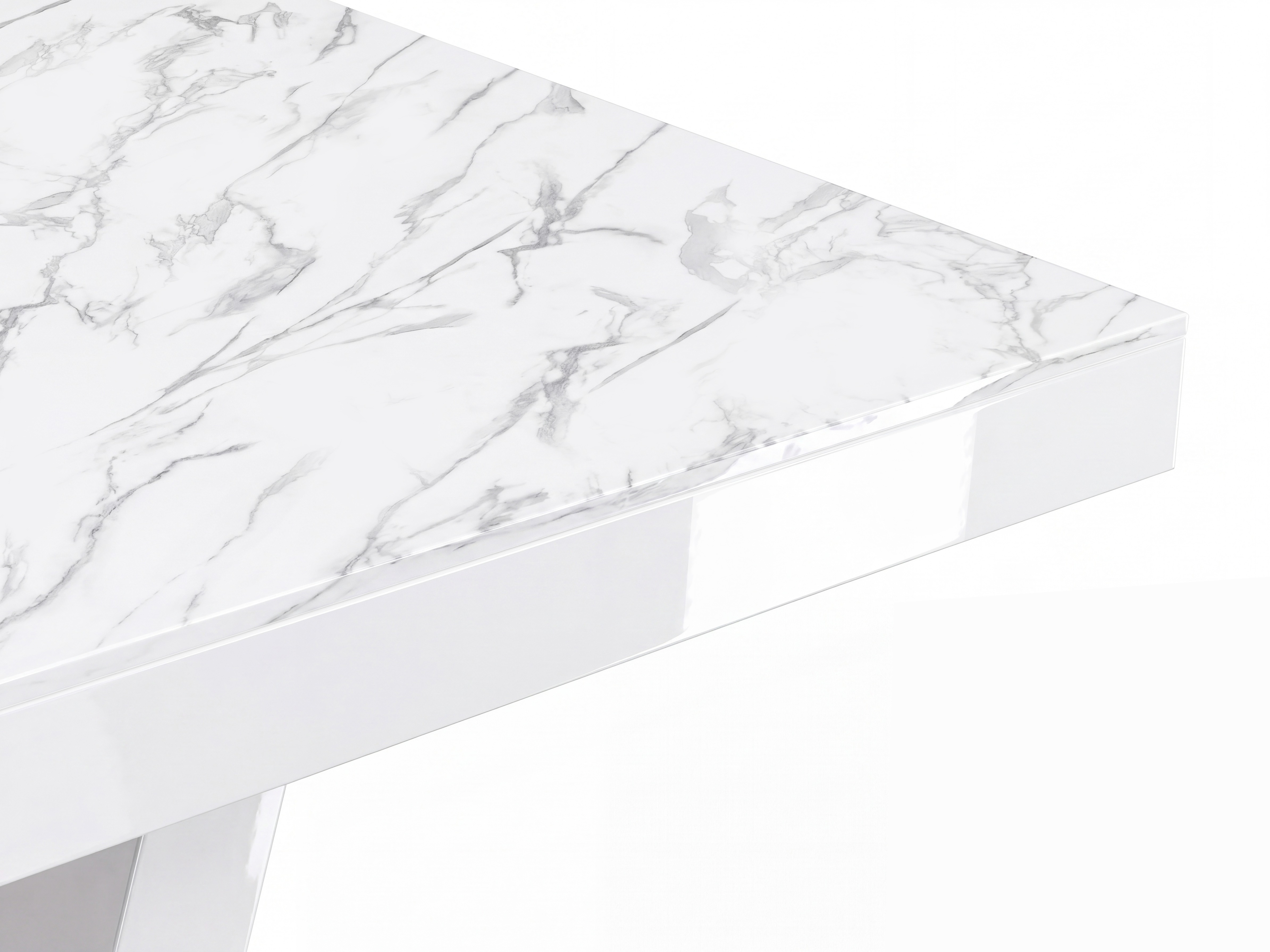 Mesa Hoboken 101 (Mármol blanco + Blanco brillante)