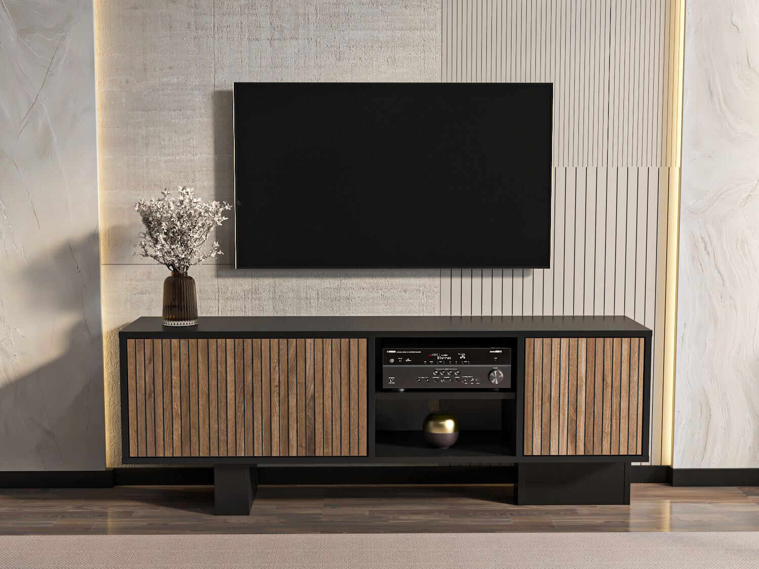 Mueble TV Asheboro 211 (Negro + Marrón)