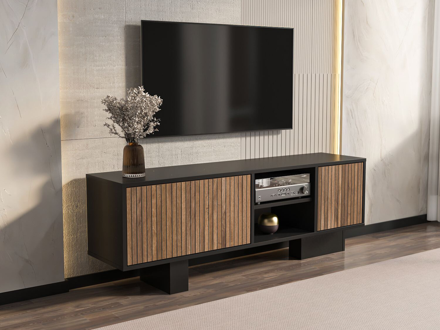 Mueble TV Asheboro 211 (Negro + Marrón)