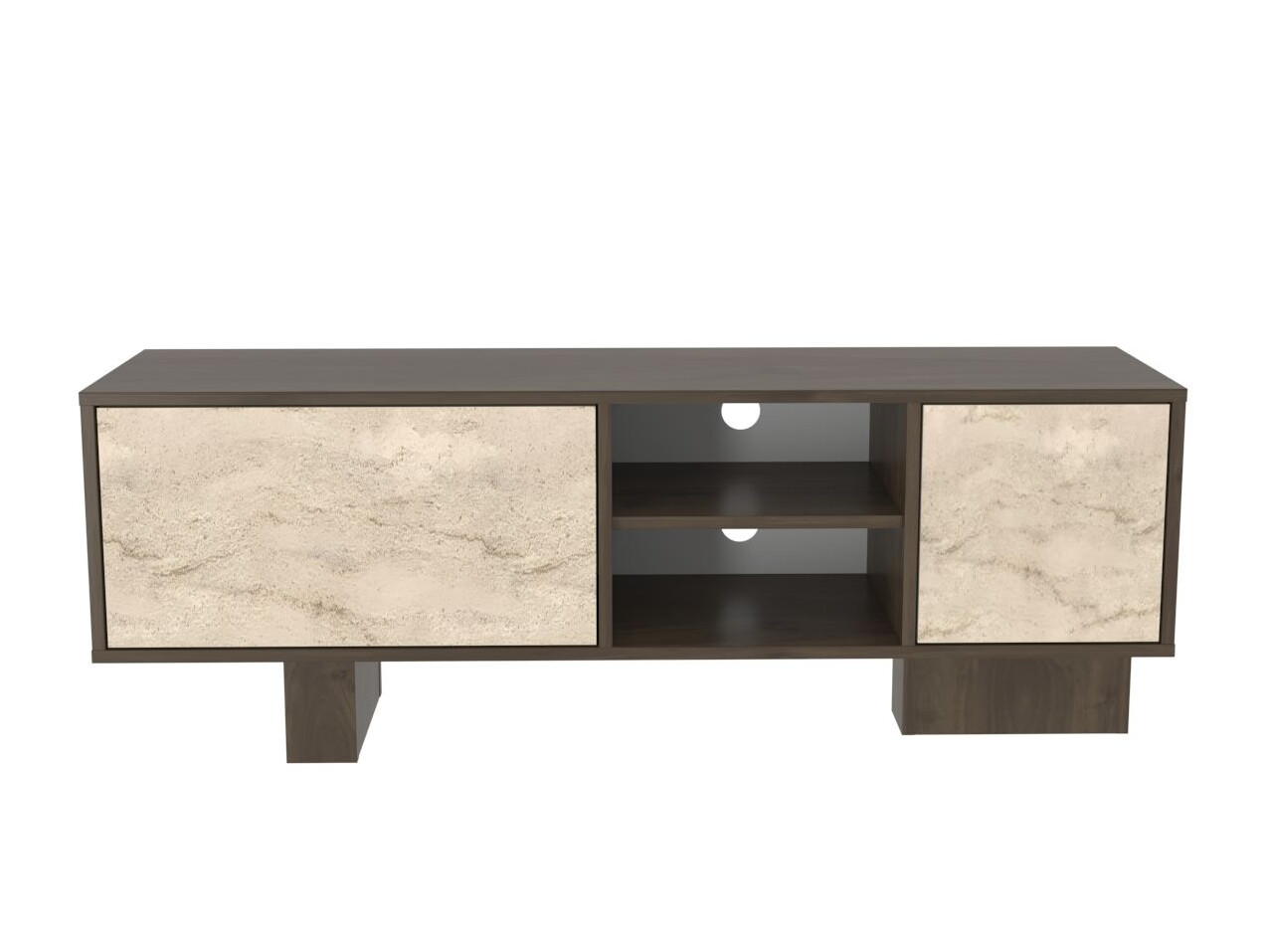 Mueble TV Asheboro 211 (Nogal + Claro Travertine)