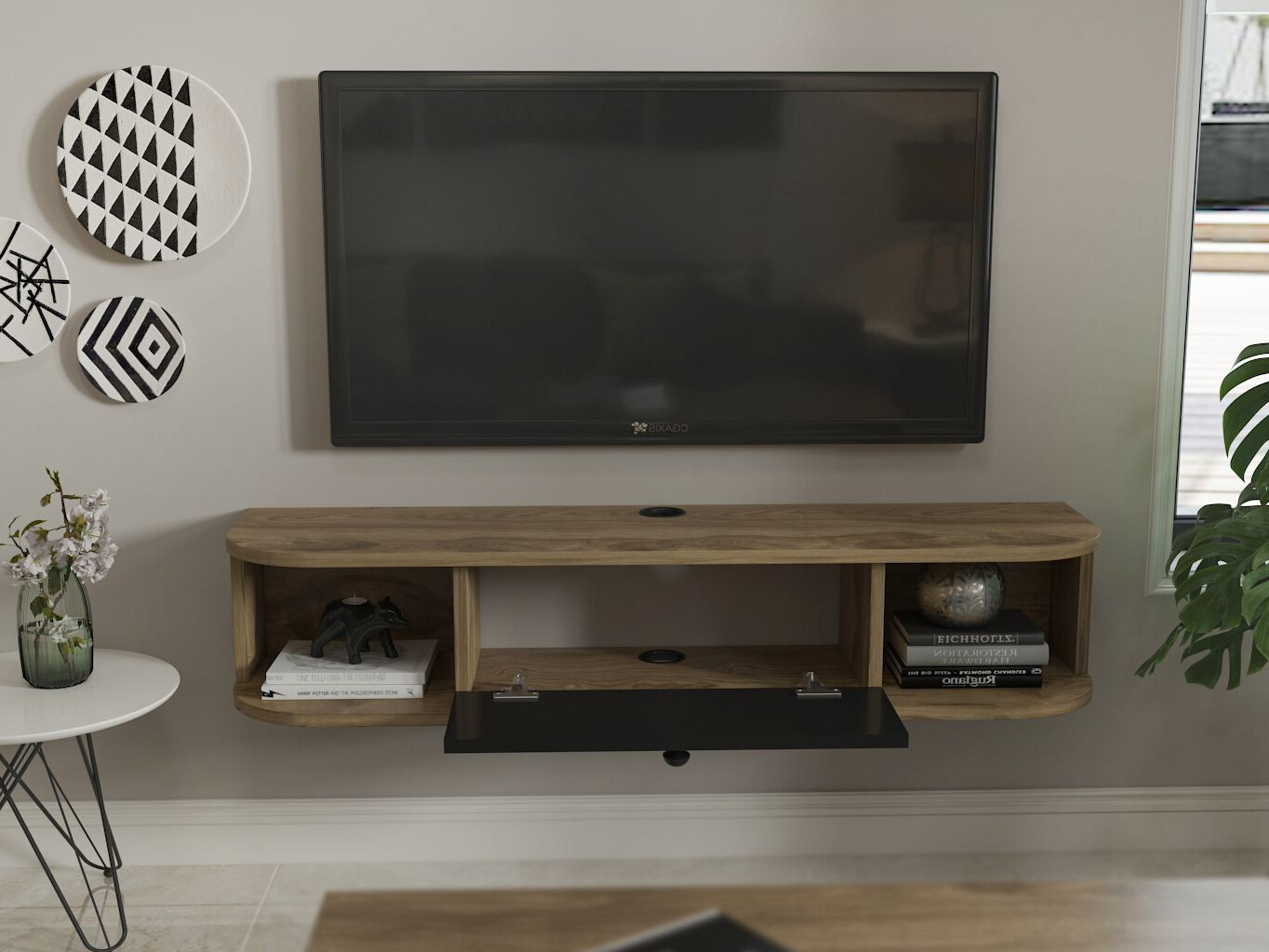 Mueble TV Asheboro 212 (Negro + Roble claro)