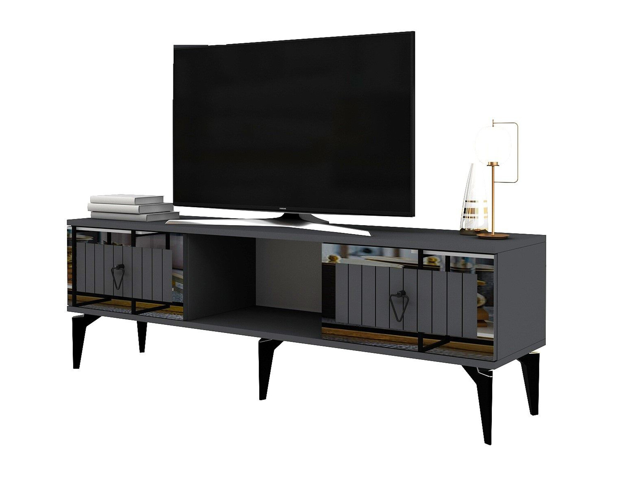 Mueble TV Asheboro 201 (Antracita + Plata)