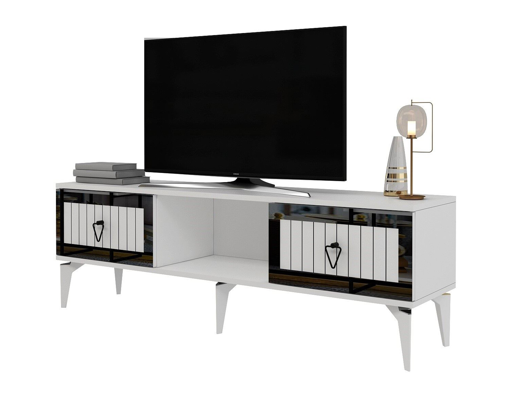 Mueble TV Asheboro 201 (Blanco + Plata)