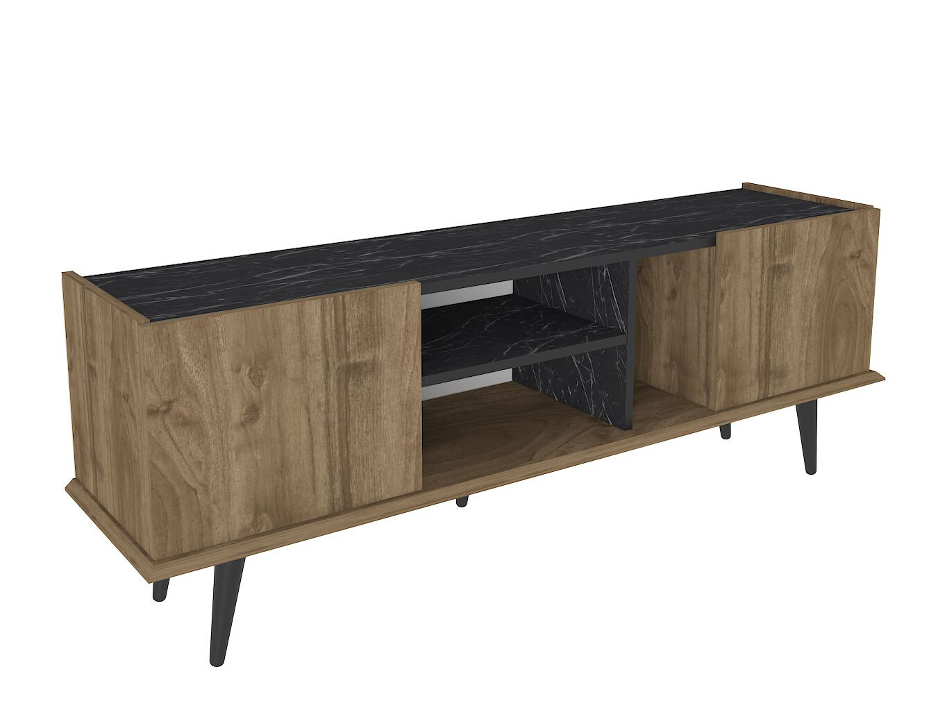 Mueble TV Asheboro 214 (Nogal + Mármol negro)