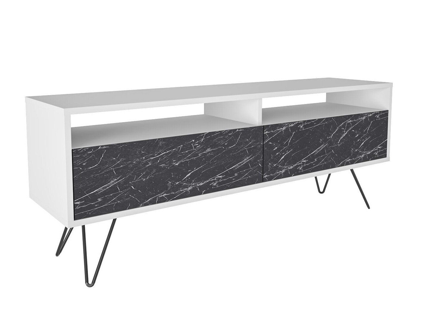 Mueble TV Asheboro 215 (Blanco + Mármol negro)