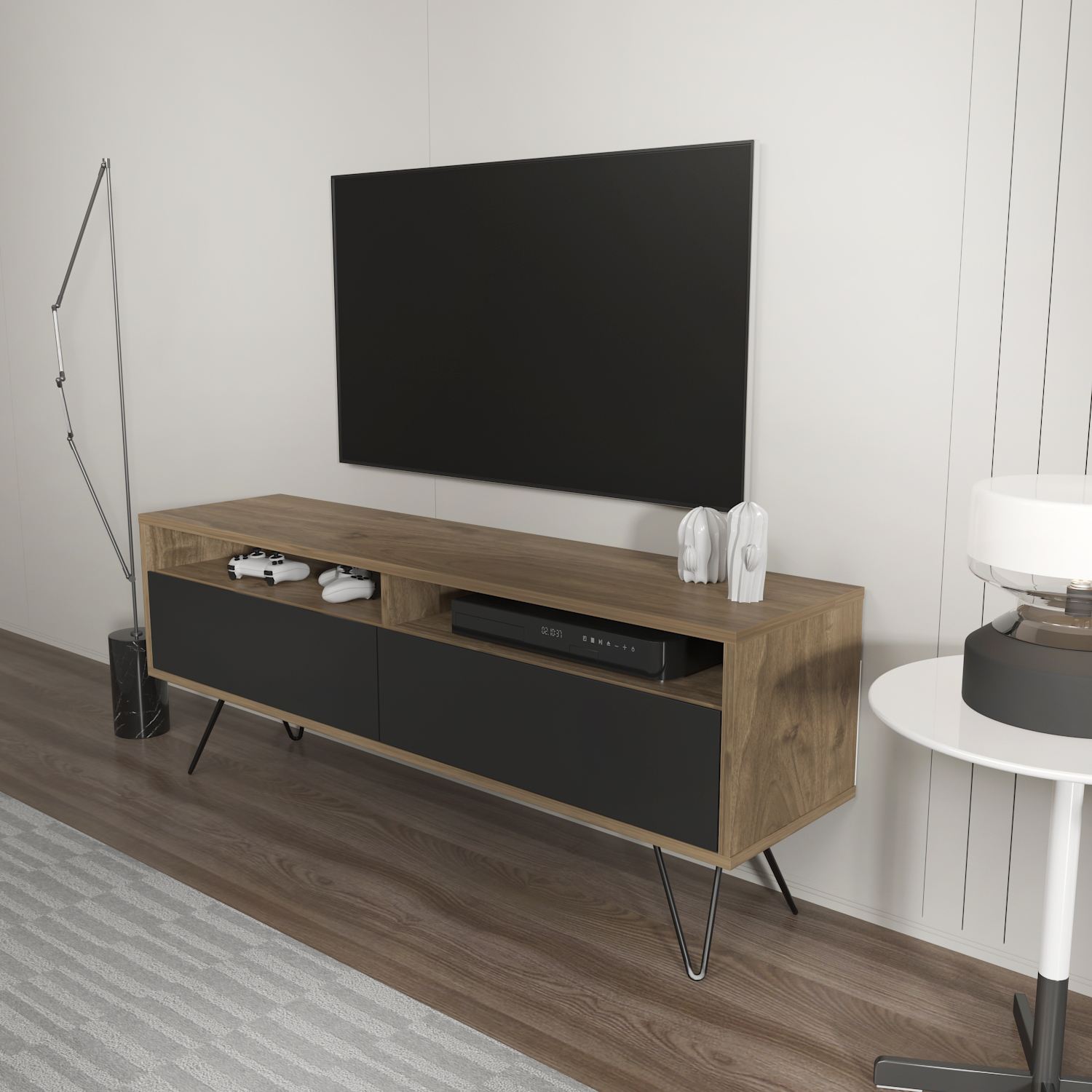 Mueble TV Asheboro 215 (Negro + Nogal)