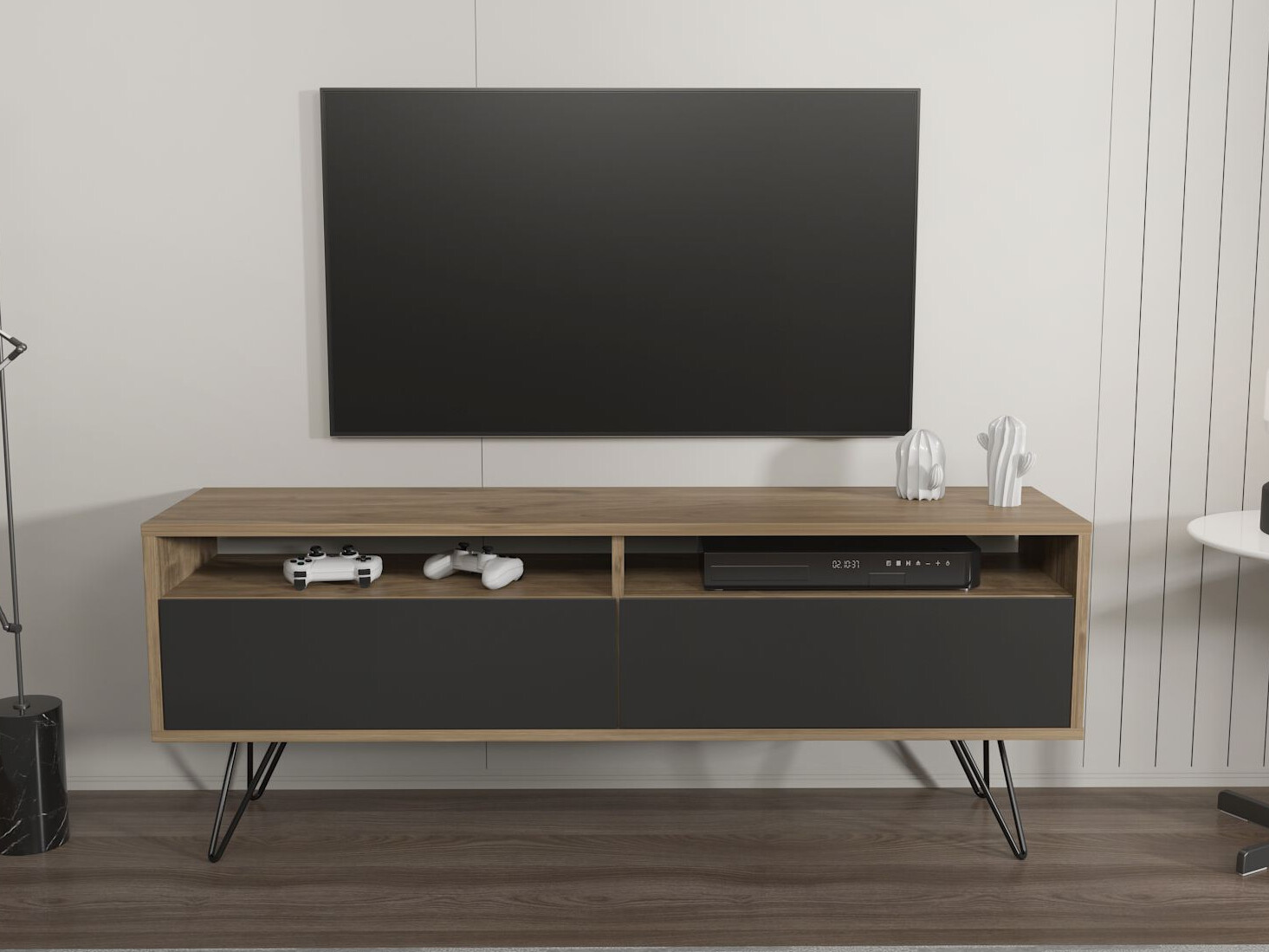 Mueble TV Asheboro 215 (Negro + Nogal)