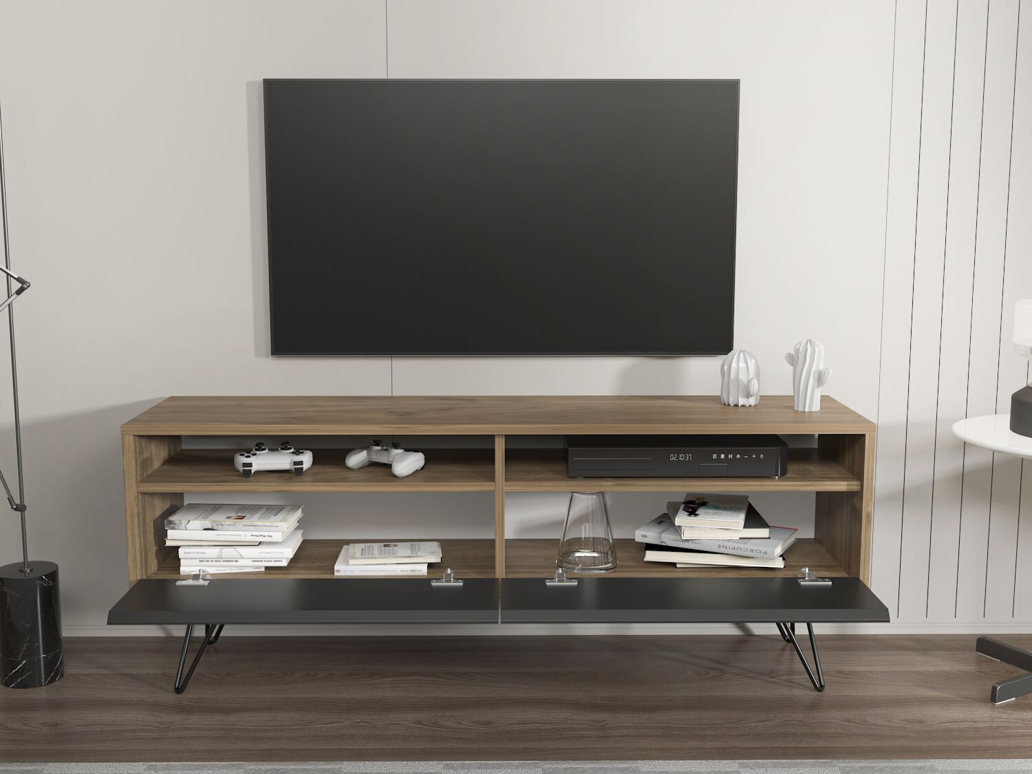 Mueble TV Asheboro 215 (Negro + Nogal)
