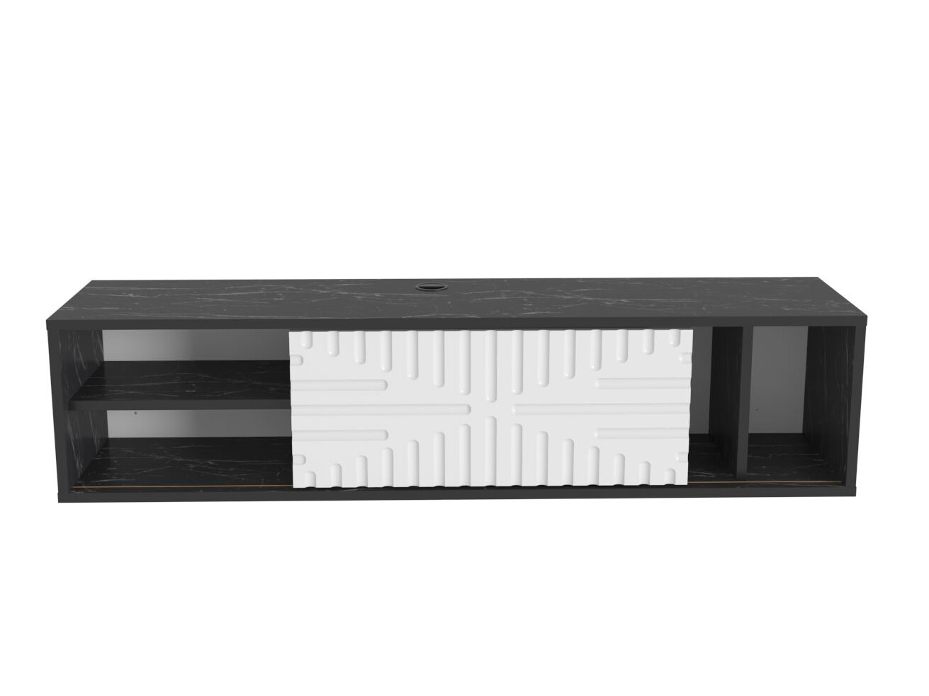 Mueble TV Asheboro 217 (Blanco + Mármol negro)