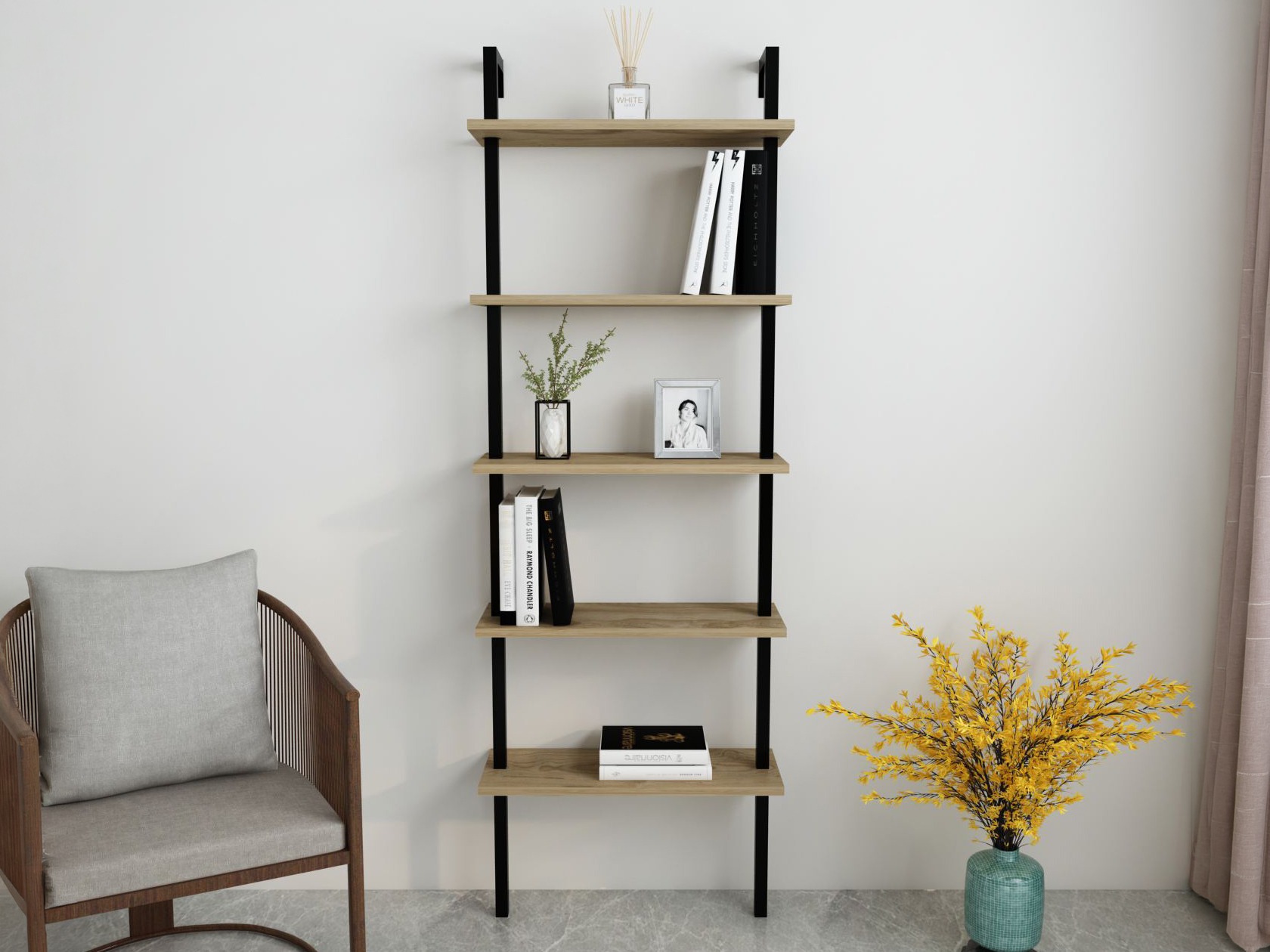 Estantería Kailua 1027 (Negro + Nogal)