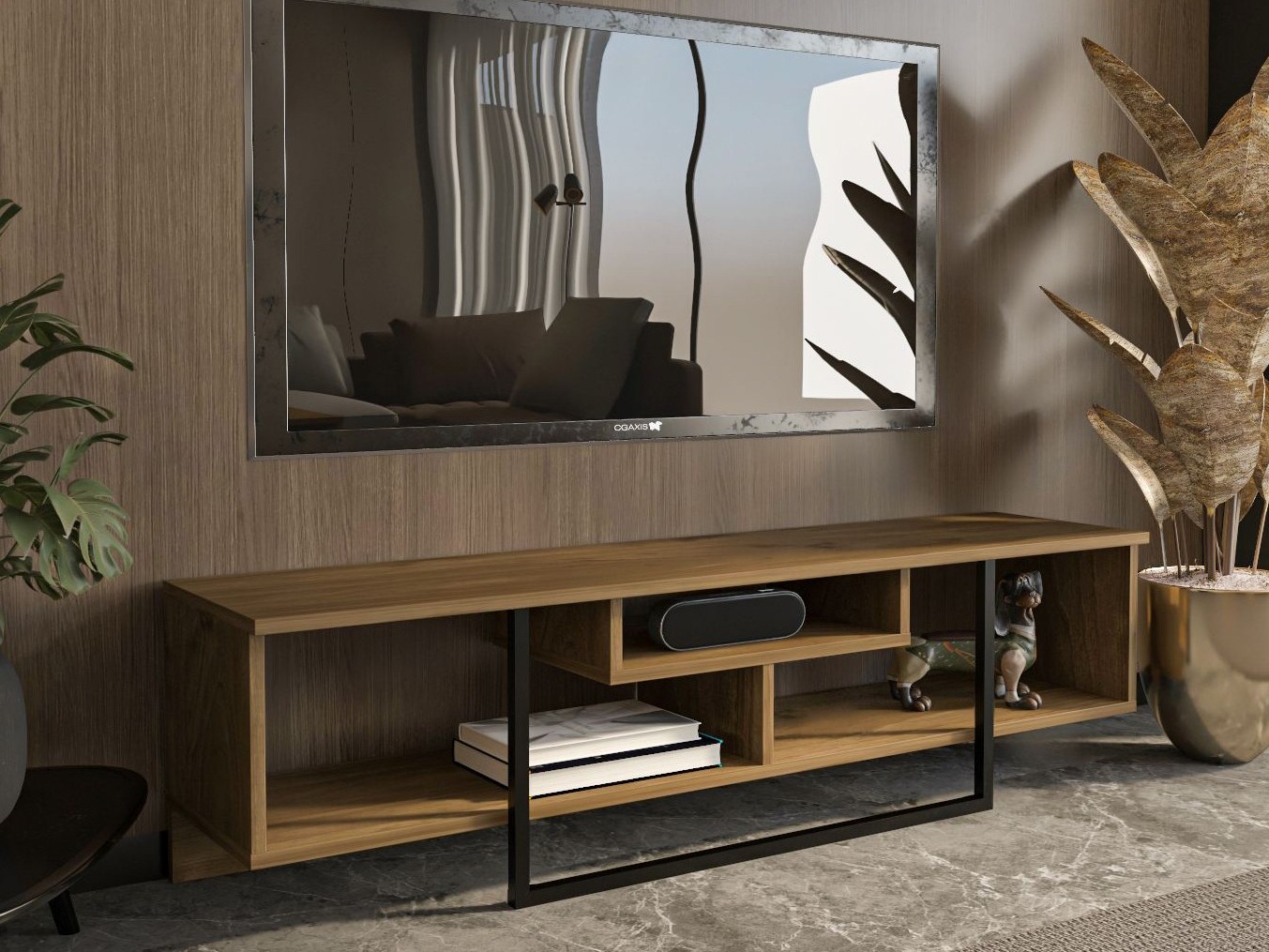 Mueble TV Kailua 245 (Nuez + Negro)