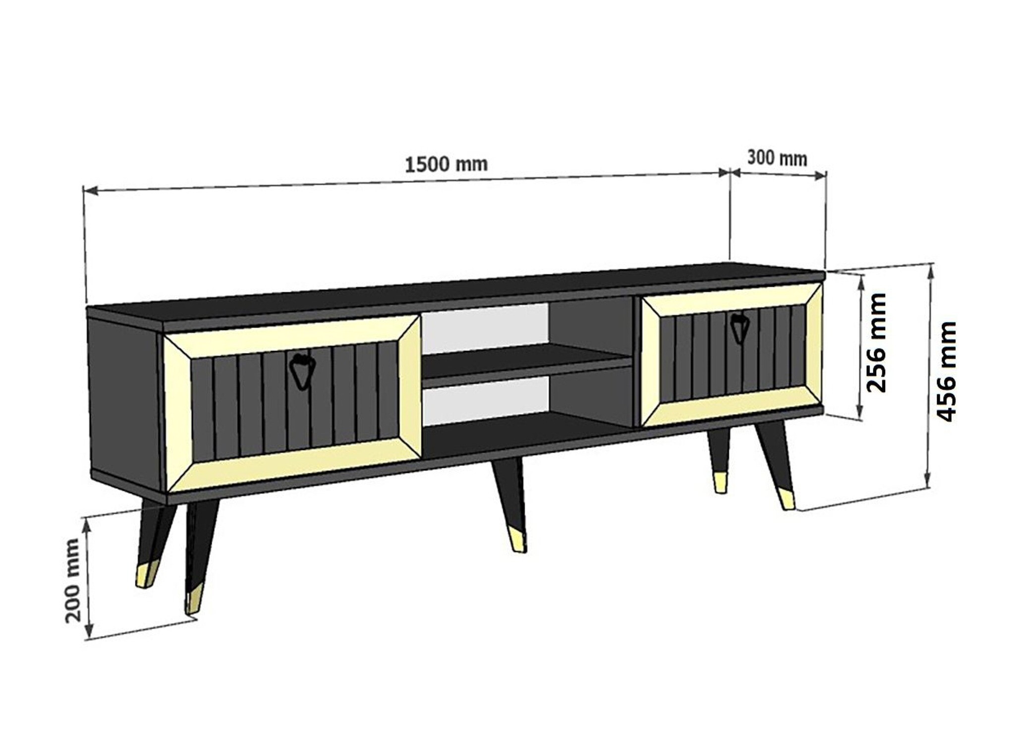 Mueble TV Asheboro 203 (Antracita + Dorado)