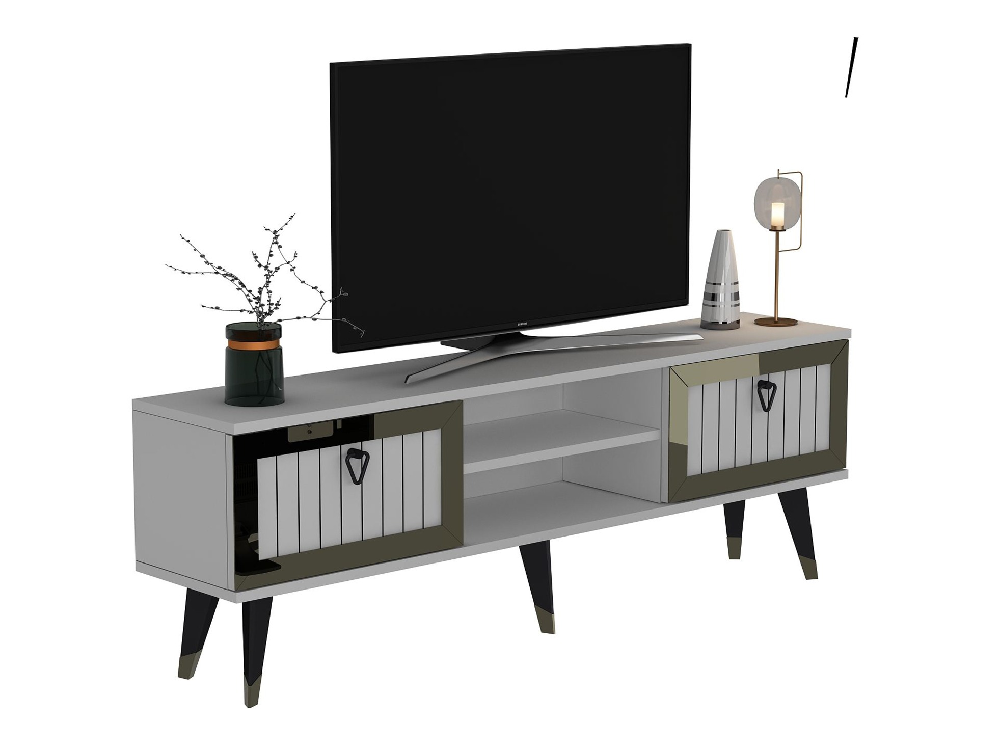 Mueble TV Asheboro 203 (Blanco + Oro)
