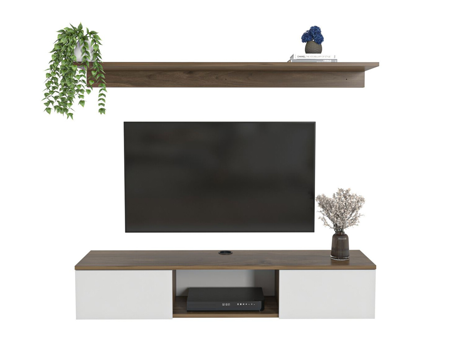 Mueble TV Asheboro 213 (Blanco + Nogal claro)