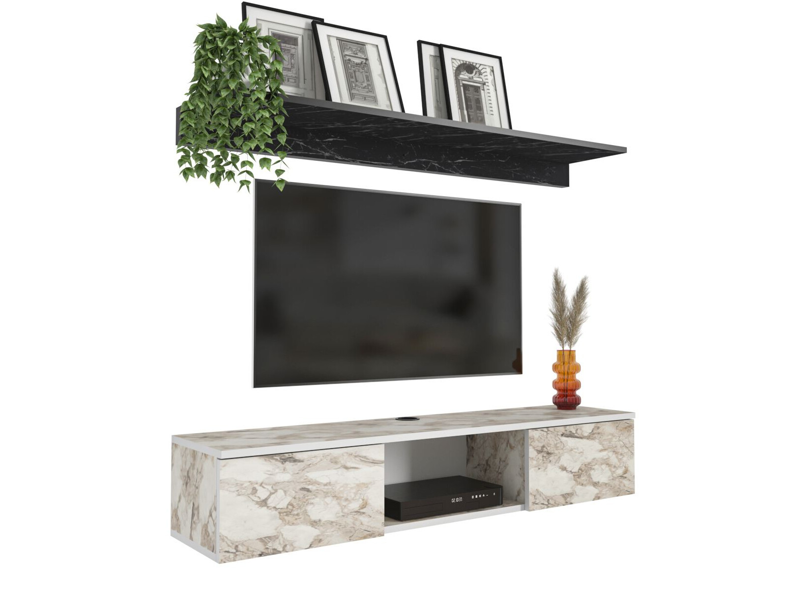 Mueble TV Asheboro 213 (Mármol marrón)
