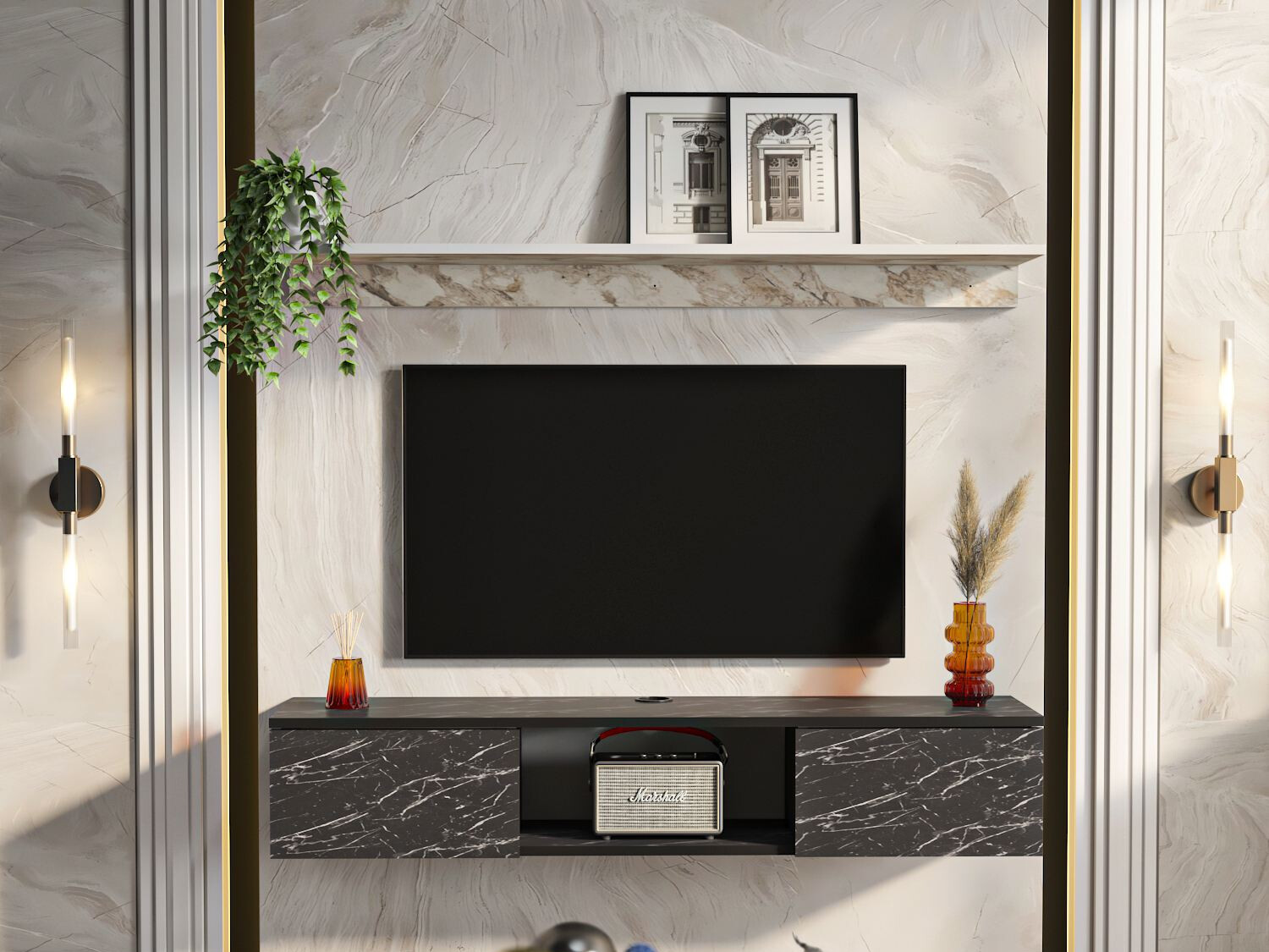 Mueble TV Asheboro 213 (Mármol negro)