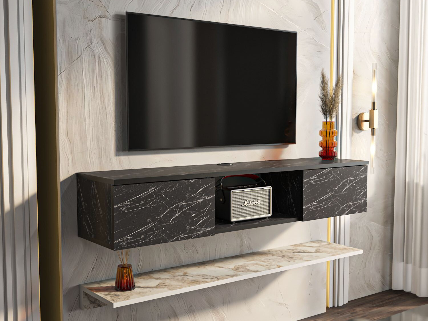 Mueble TV Asheboro 213 (Mármol negro)