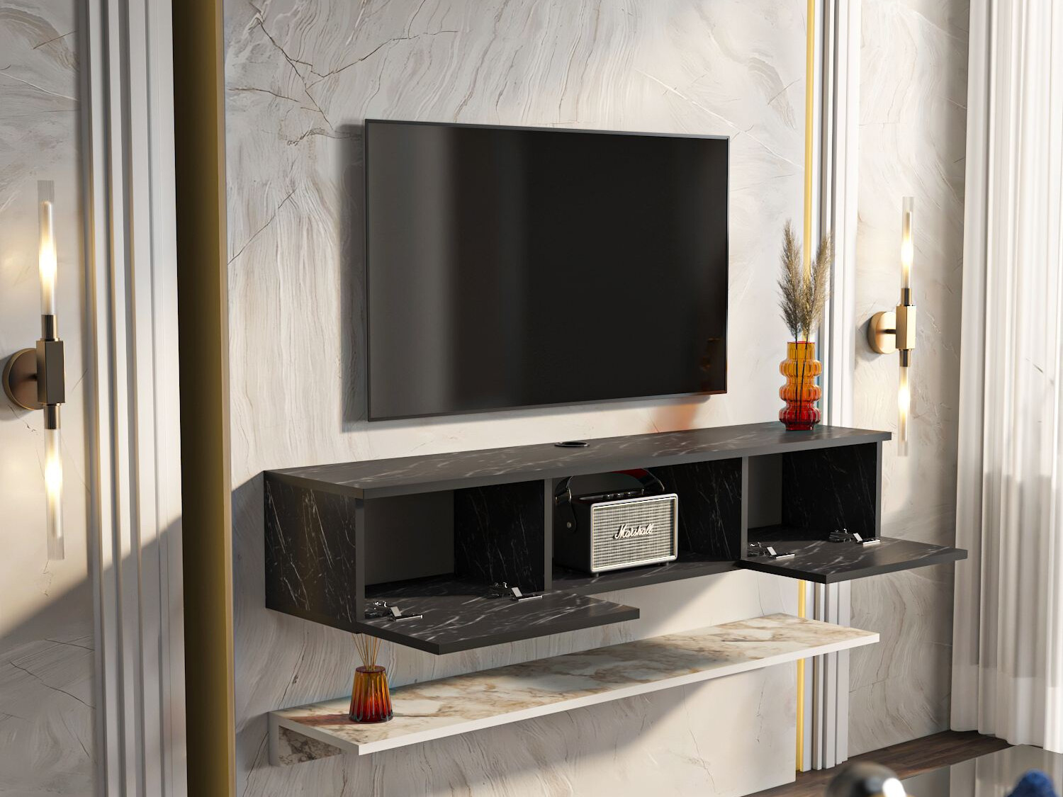 Mueble TV Asheboro 213 (Mármol negro)