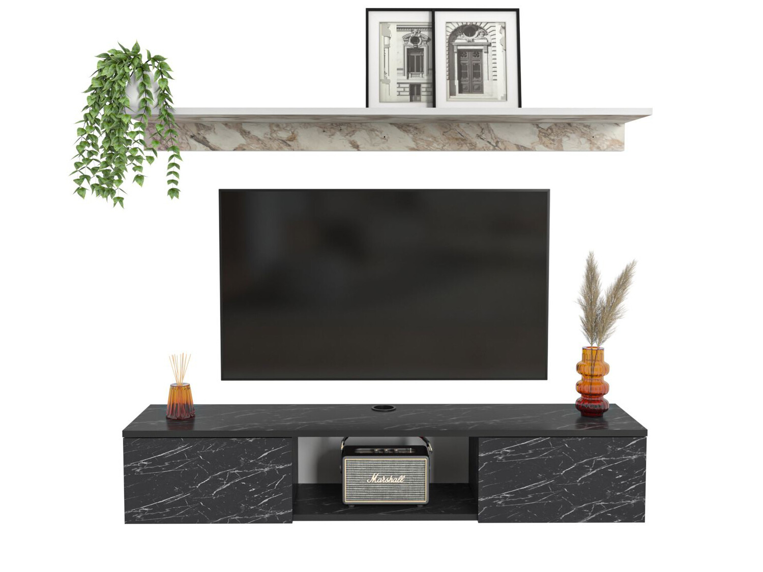 Mueble TV Asheboro 213 (Mármol negro)