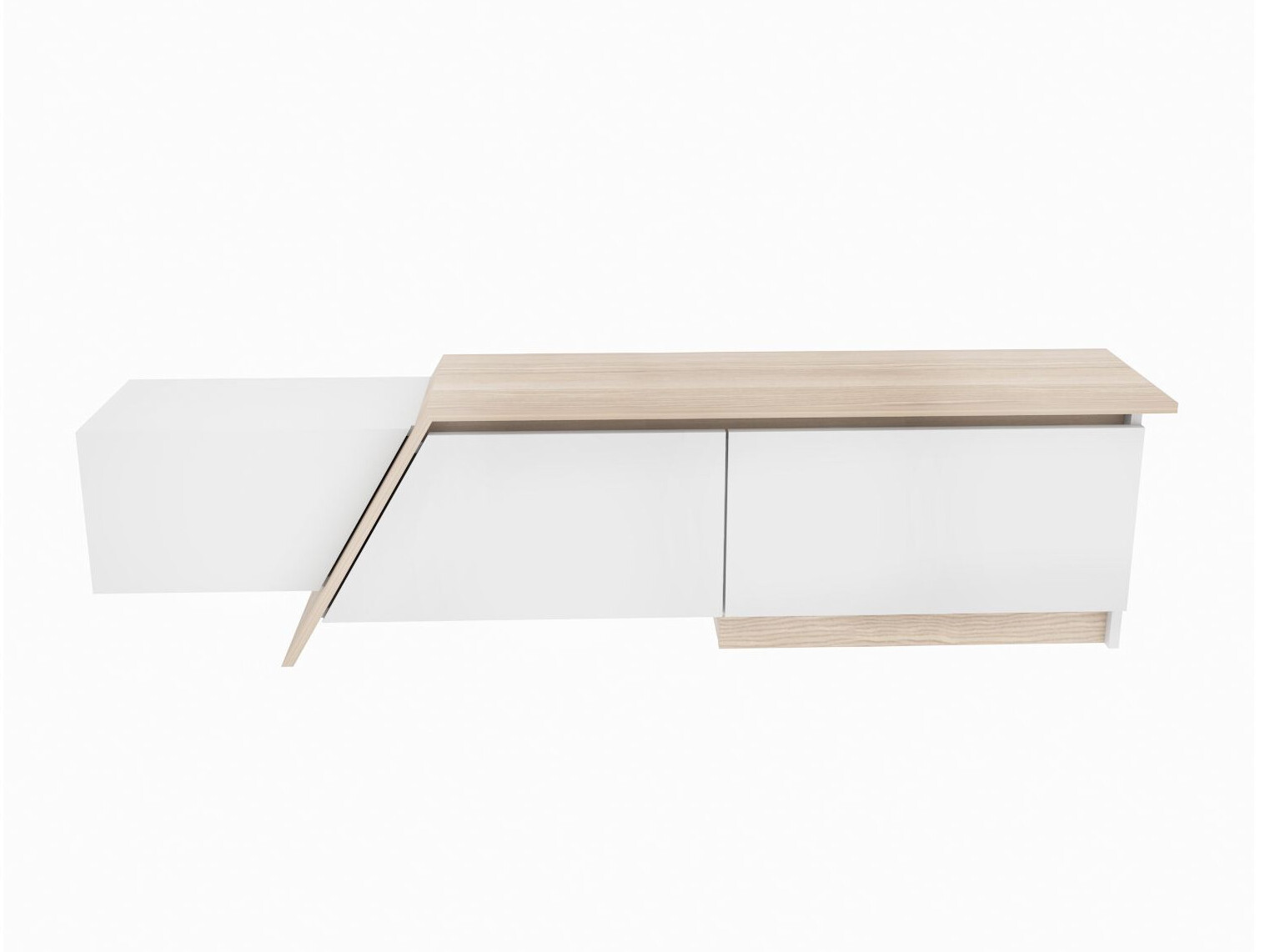 Mueble TV Asheboro 219 (Blanco + Luminoso madera)