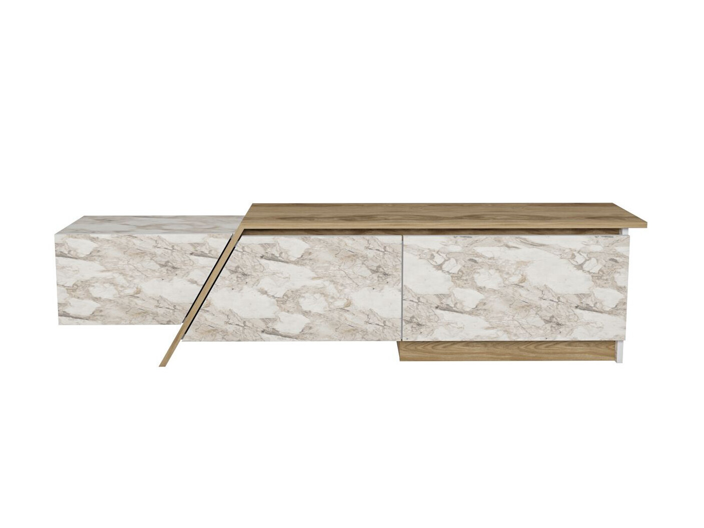 Mueble TV Asheboro 219 (Blanco + Mármol marrón)