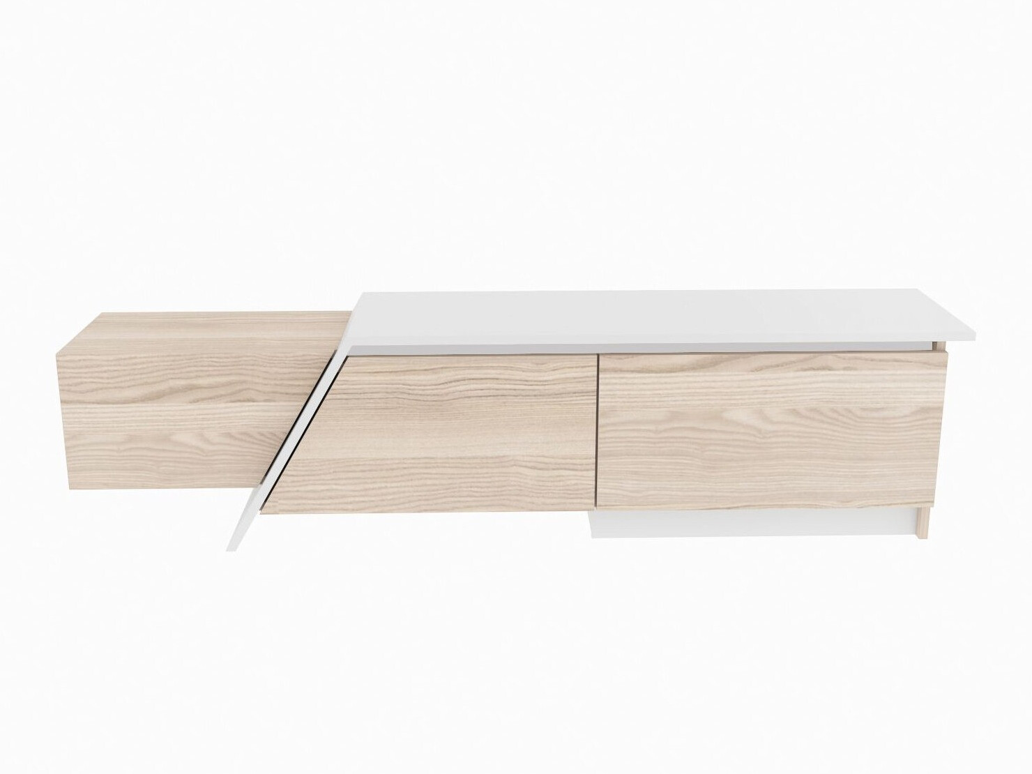 Mueble TV Asheboro 219 (Luminoso madera + Blanco)