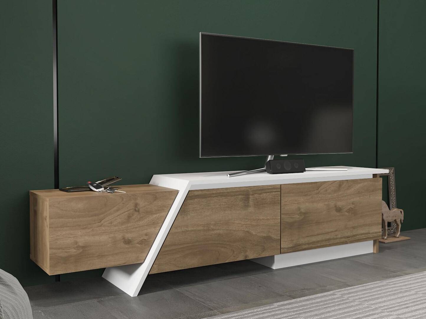 Mueble TV Asheboro 219 (Nogal + Blanco)