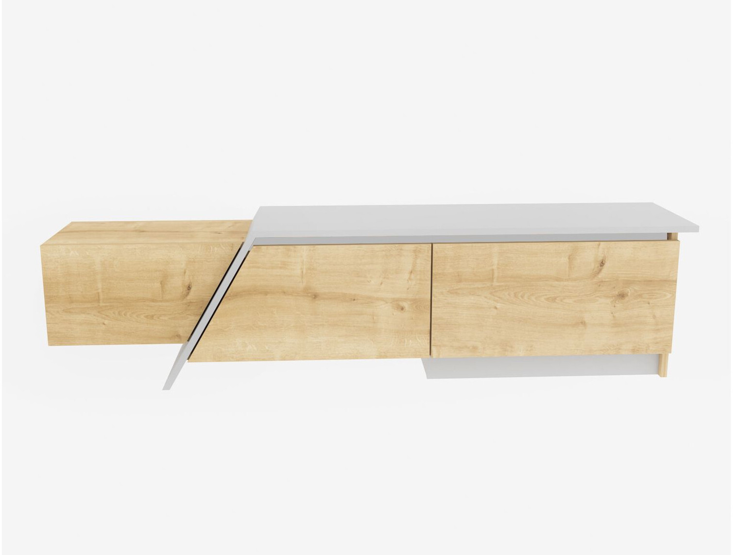 Mueble TV Asheboro 219 (Roble claro + Blanco)