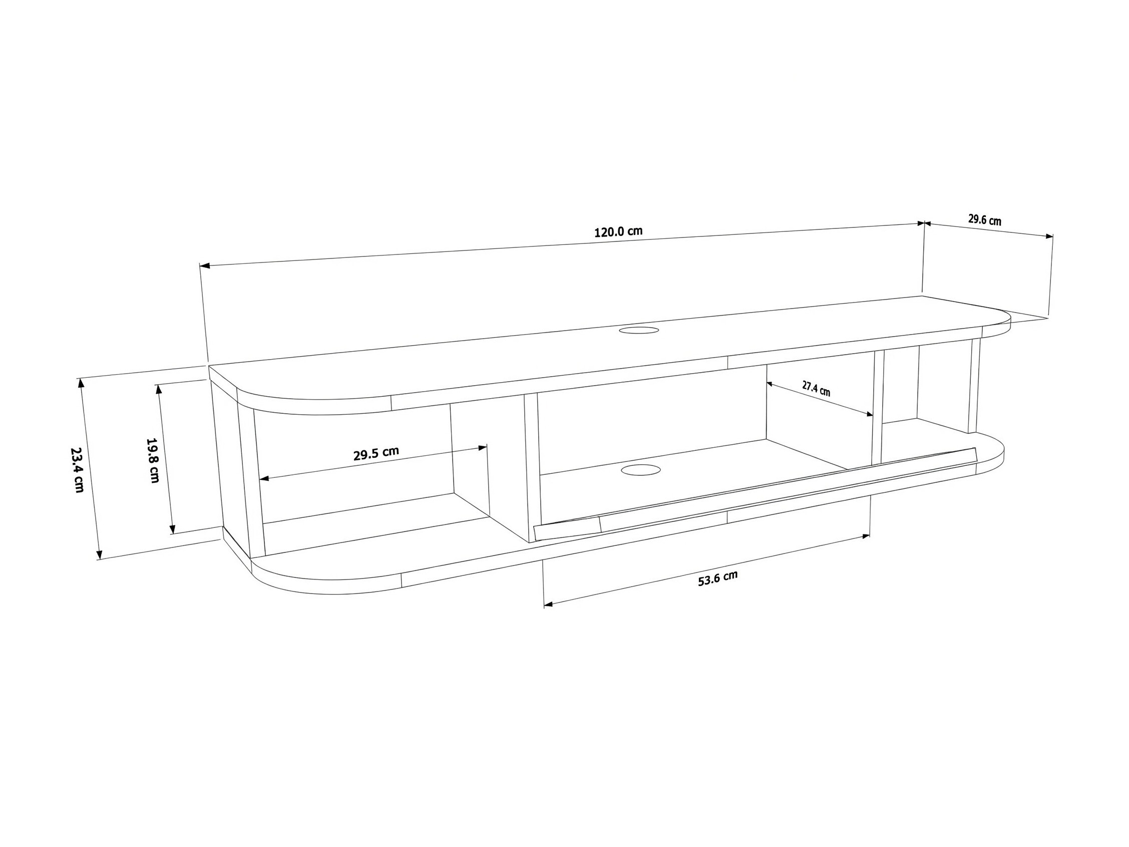 Mueble TV Asheboro 212 (Negro + Roble claro)