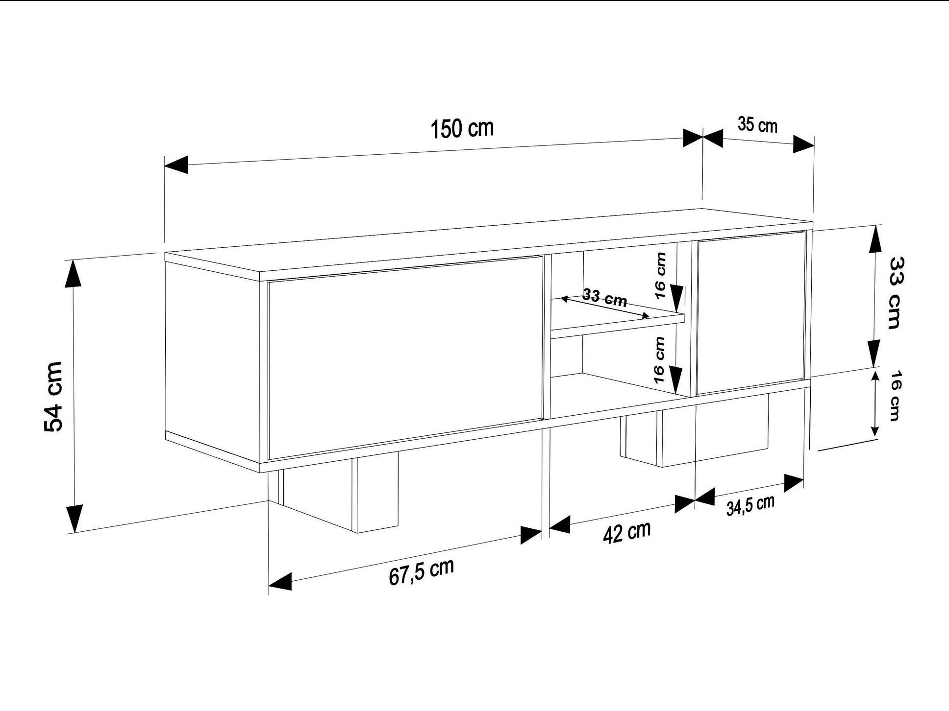 Mueble TV Asheboro 211 (Negro + Marrón)