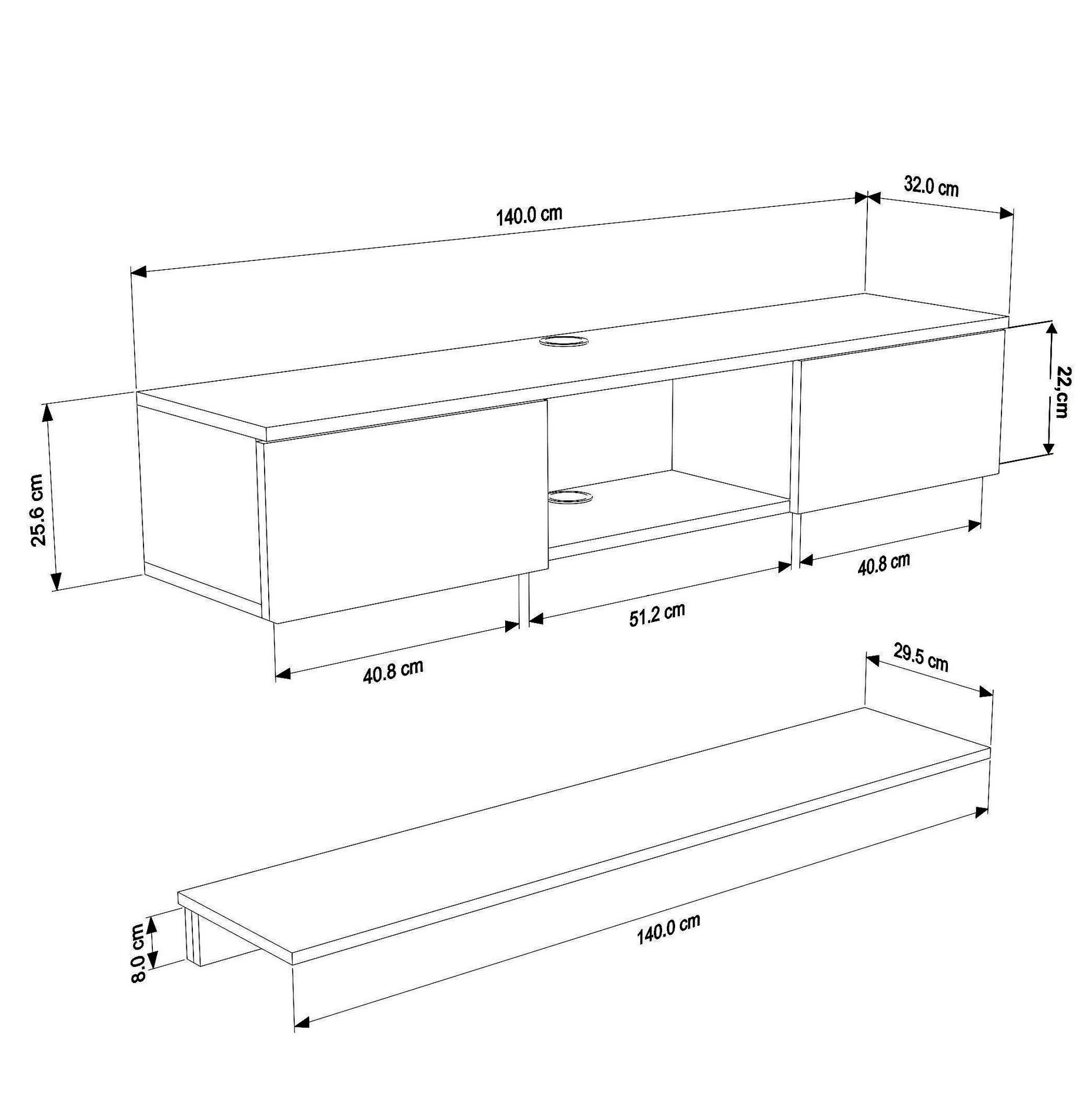 Mueble TV Asheboro 213 (Mármol negro)