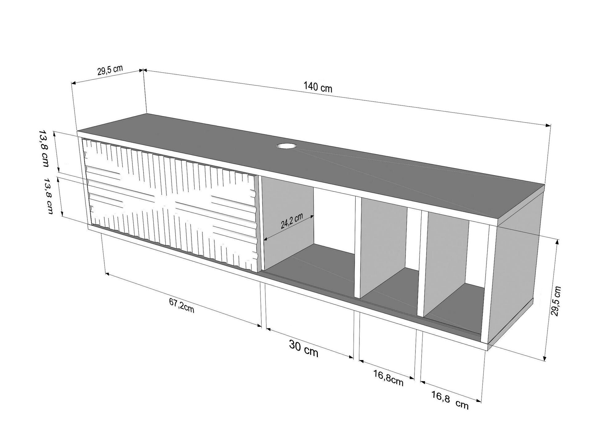 Mueble TV Asheboro 217 (Blanco + Roble claro)