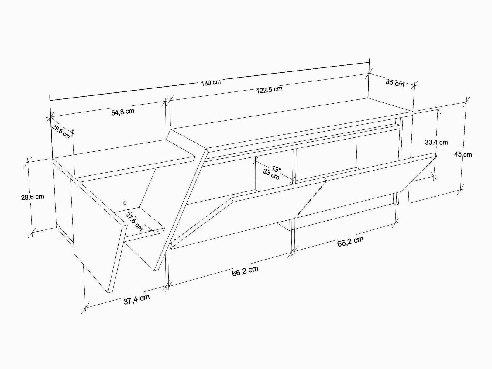 Mueble TV Asheboro 219 (Blanco + Mármol negro)
