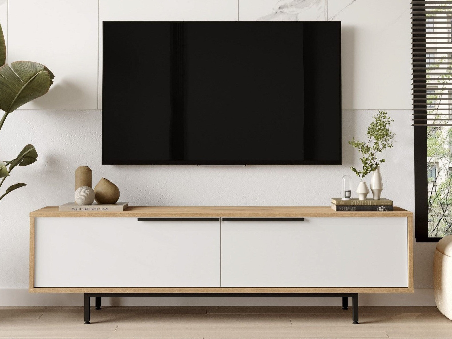 Mueble TV Fertore 101 (Roble + Blanco)