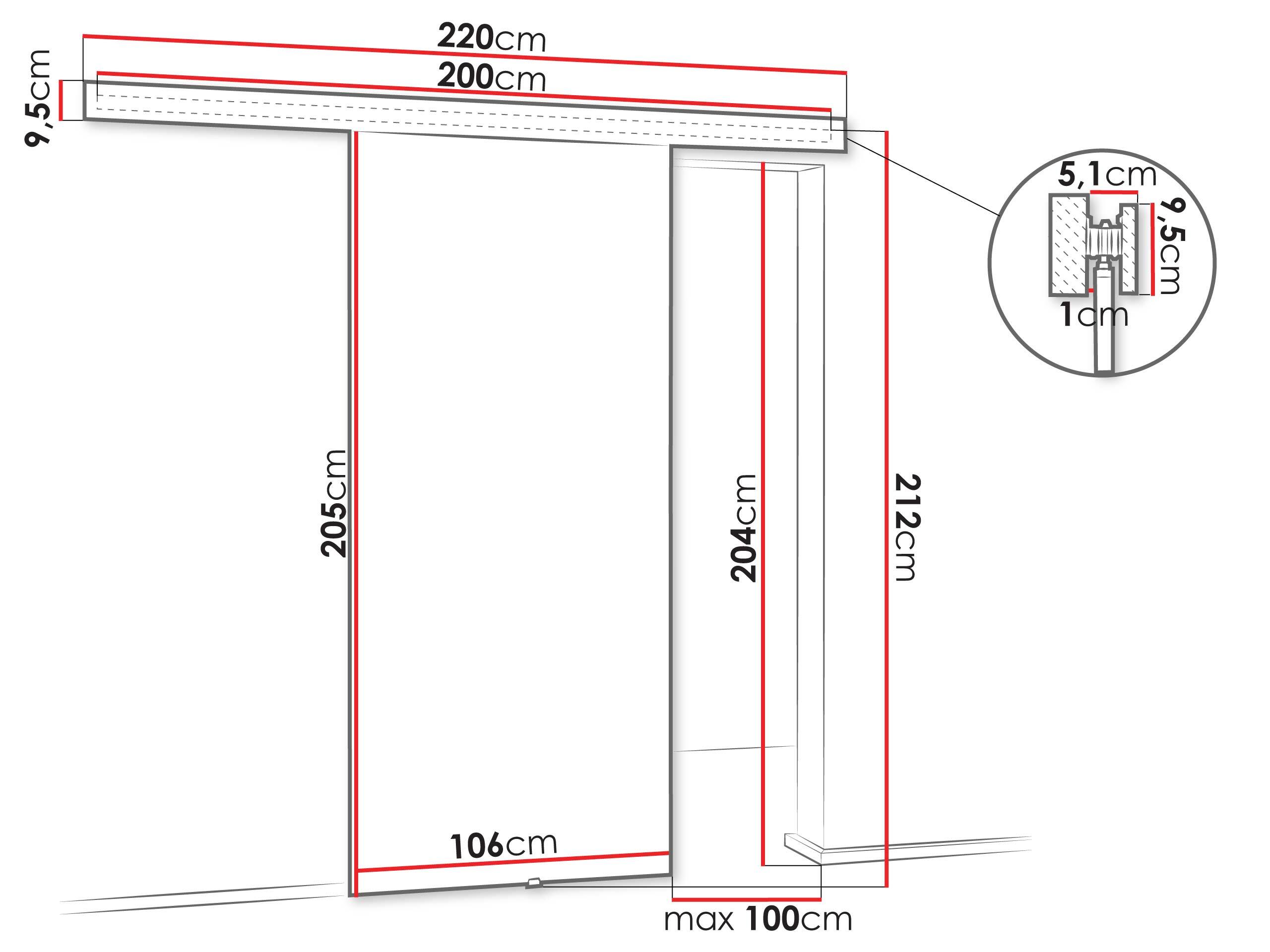 Puerta corredera Dover 204 (Antracita + Negro)