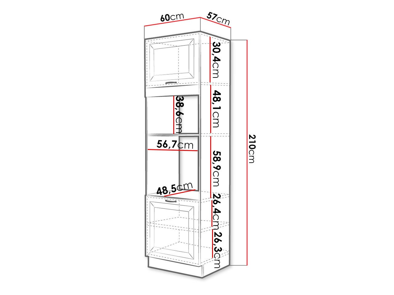 Armario modular para electrodomésticos empotrados. Retro Grey 116