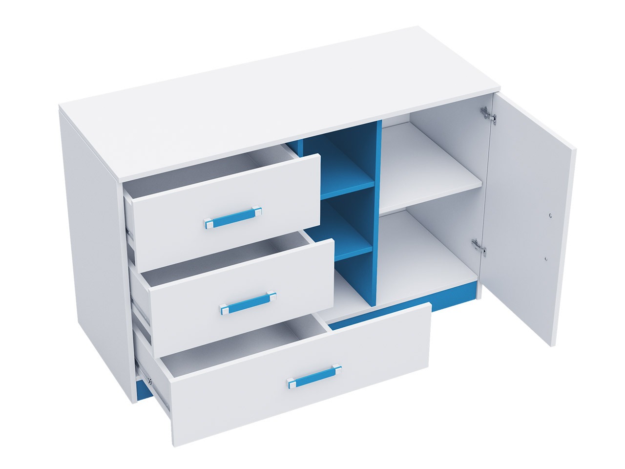 Conjunto de dormitorio infantil Sorviru 107 (Blanco + Turquesa)